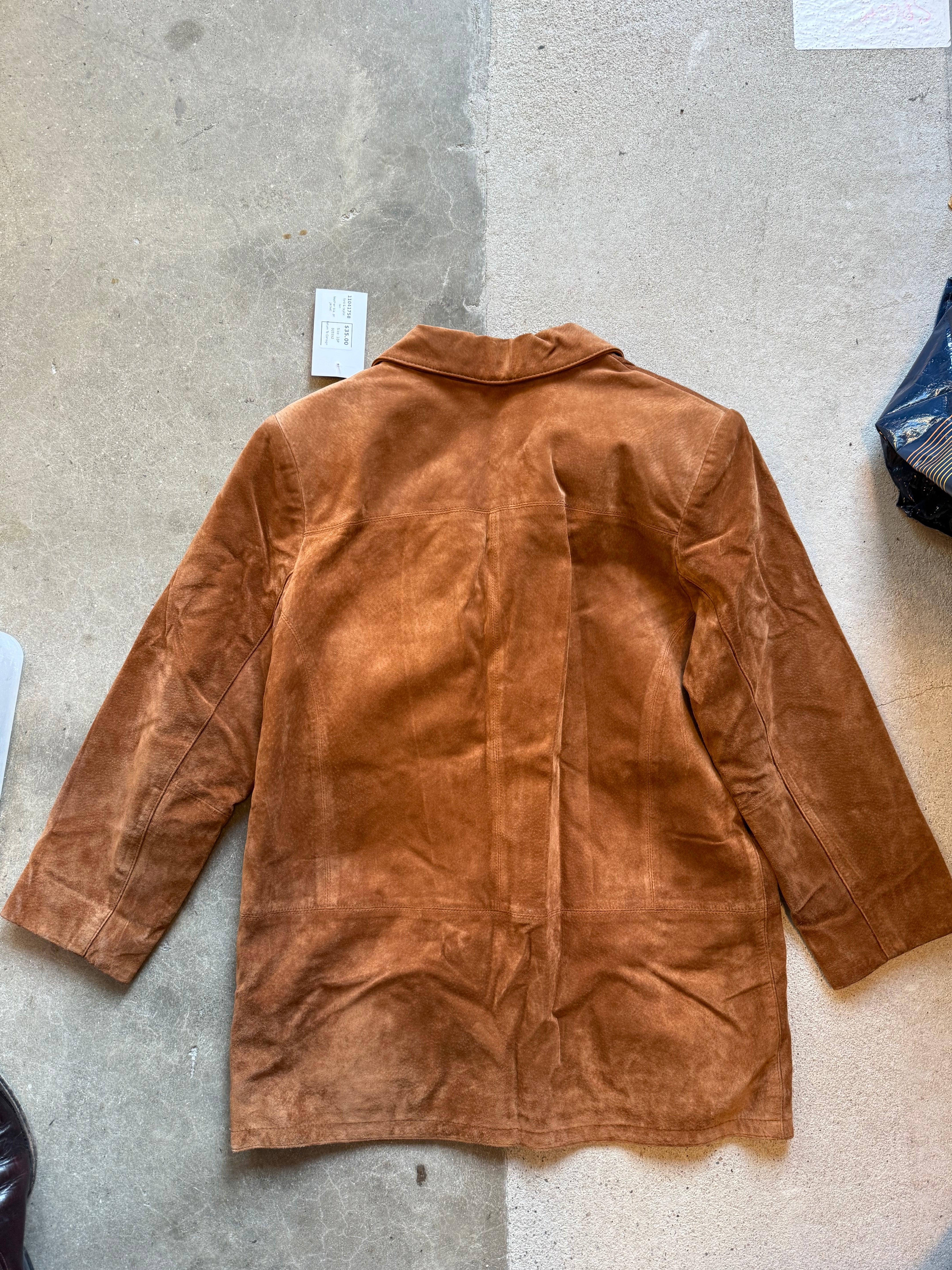 tan lord & taylor leather blazer jacket, 10P