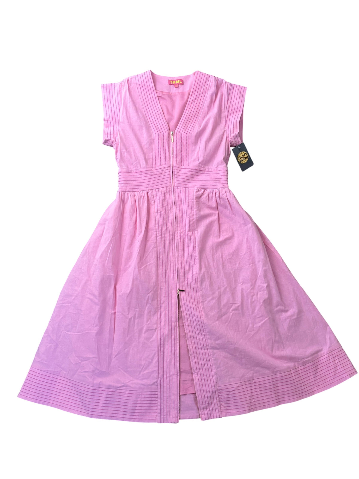 pink thml aline zipper maxi dress, s