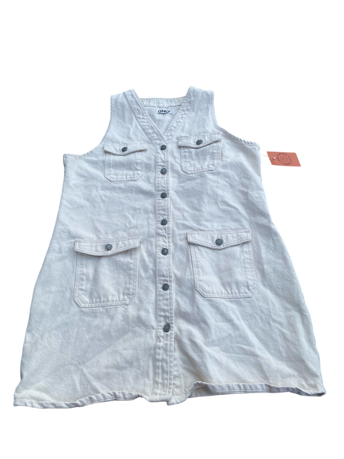 cream only denim button up dress, xl