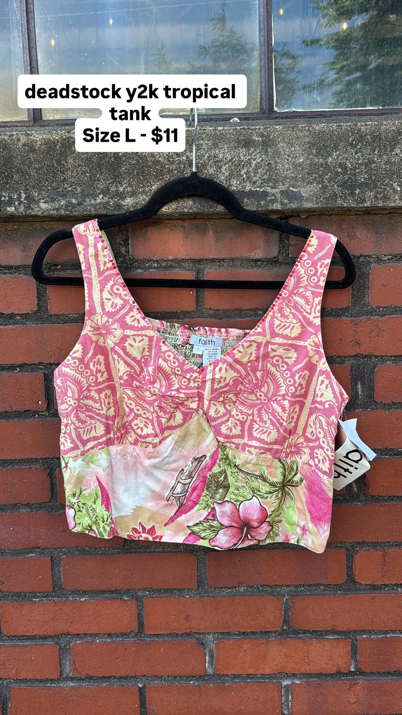 pink green faith DEADSTOCK tropical tank, L