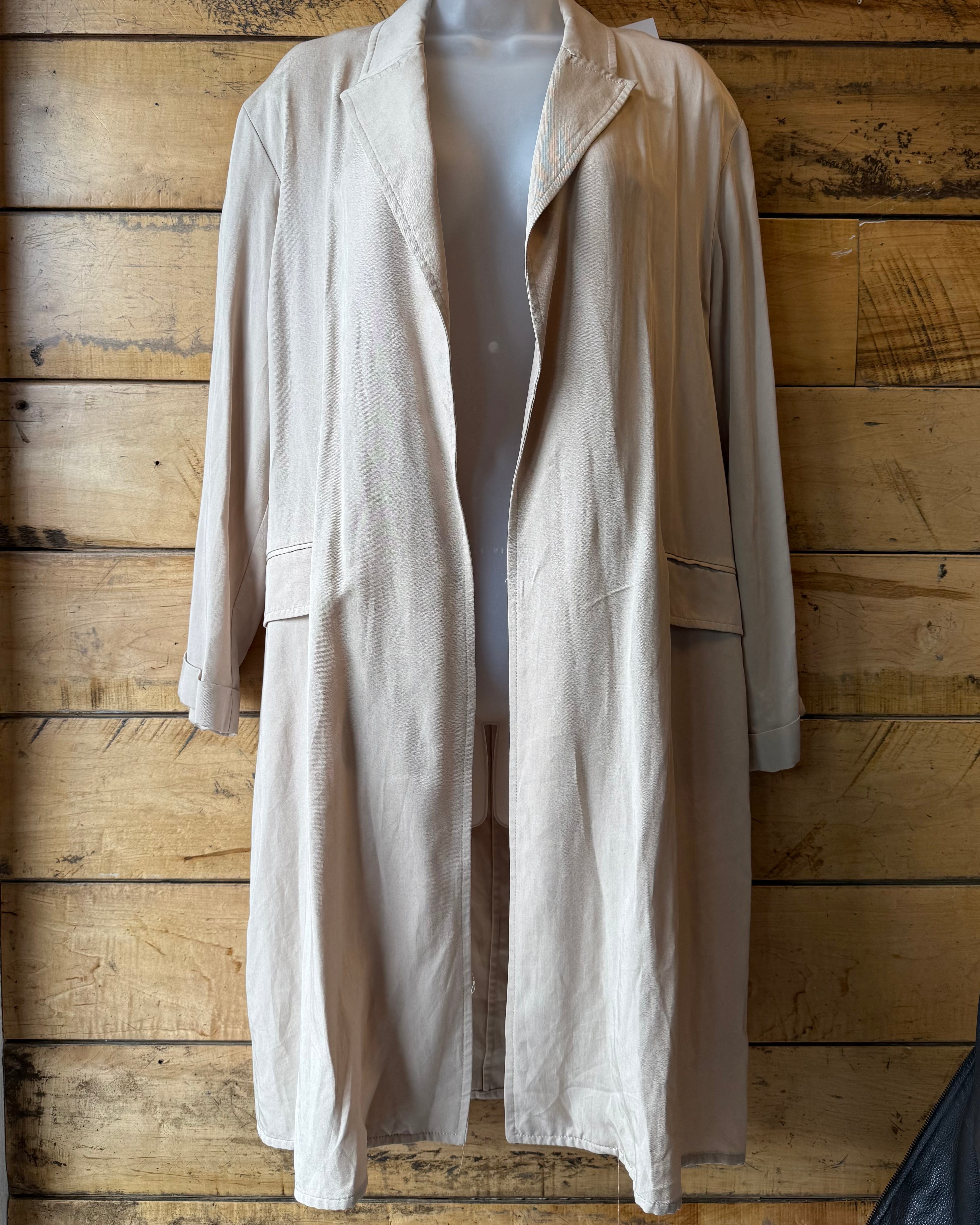 tan zara long open jacket, s