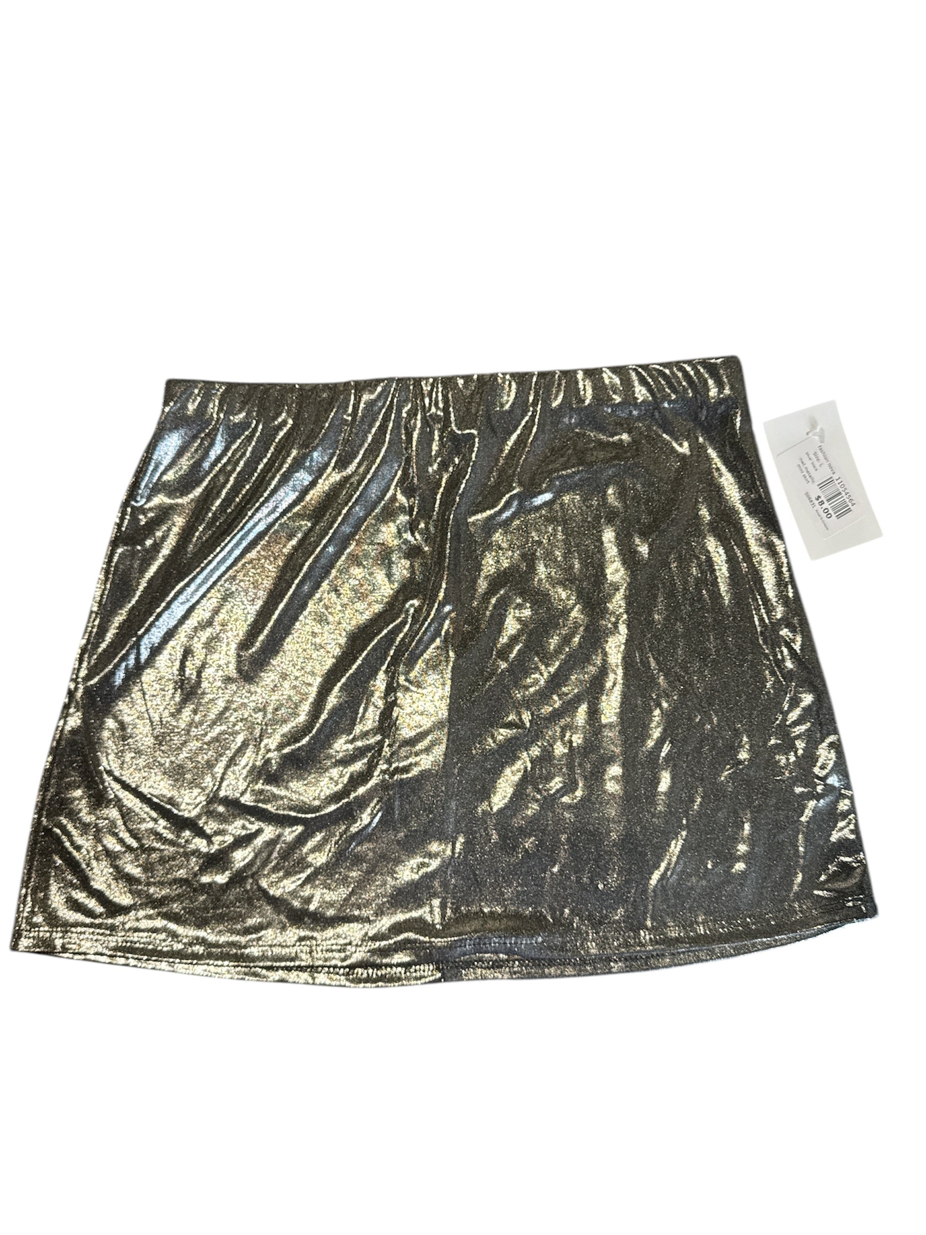 silver black fashion nova nwt metallic mini skirt, L