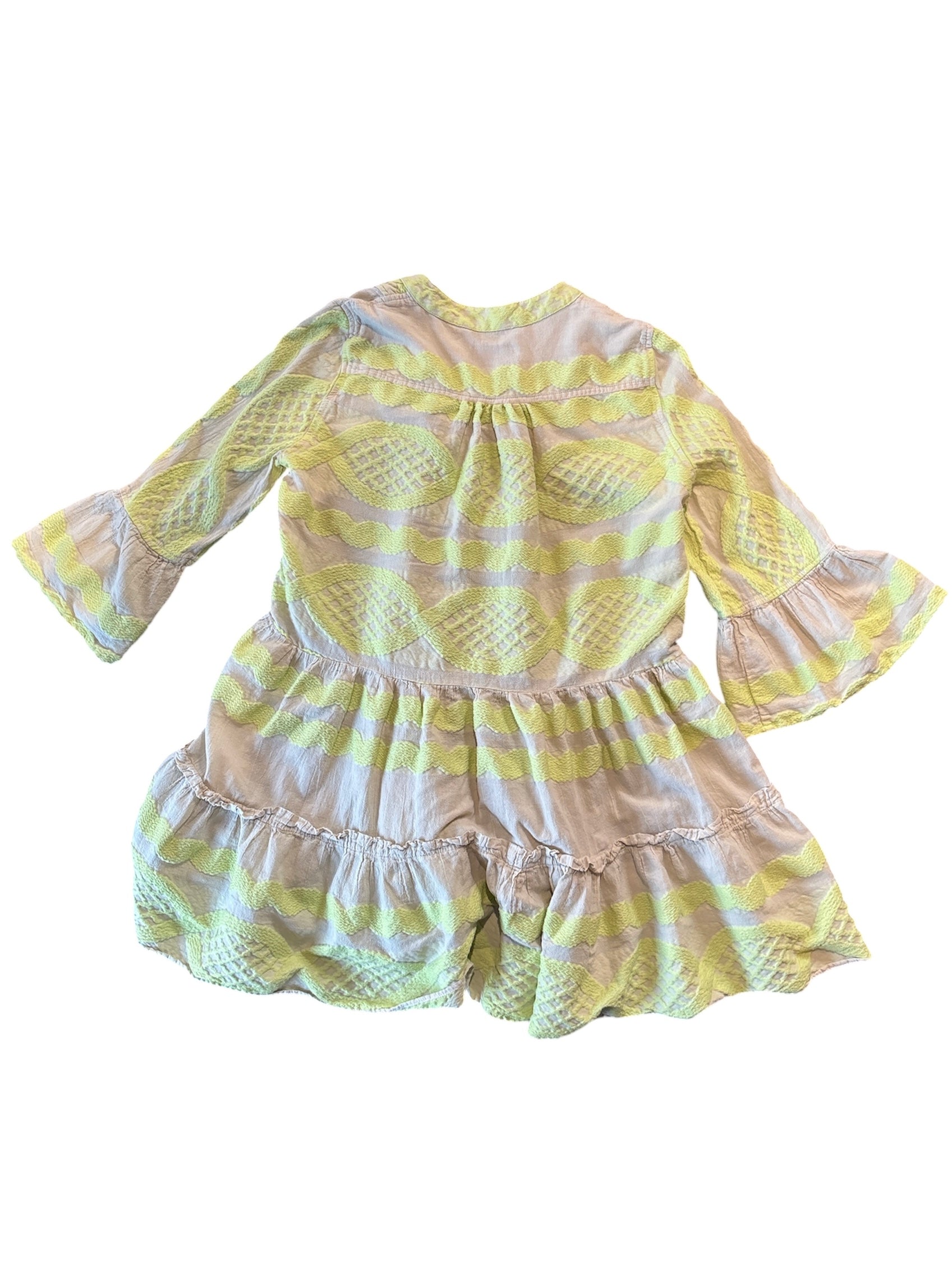 green brown pearl & caviar textured ls dress, xs/s