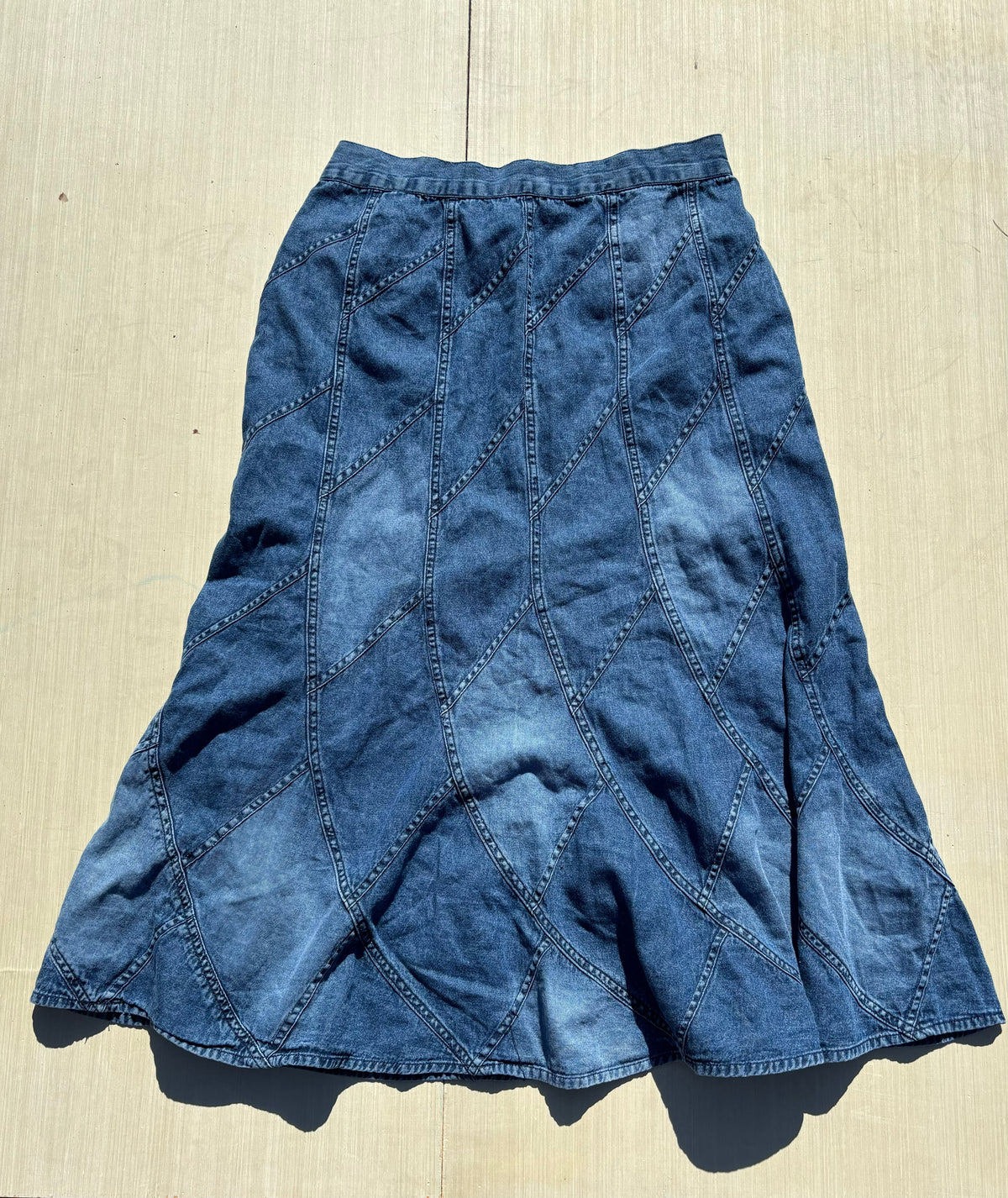 blue studio west denim maxi, L