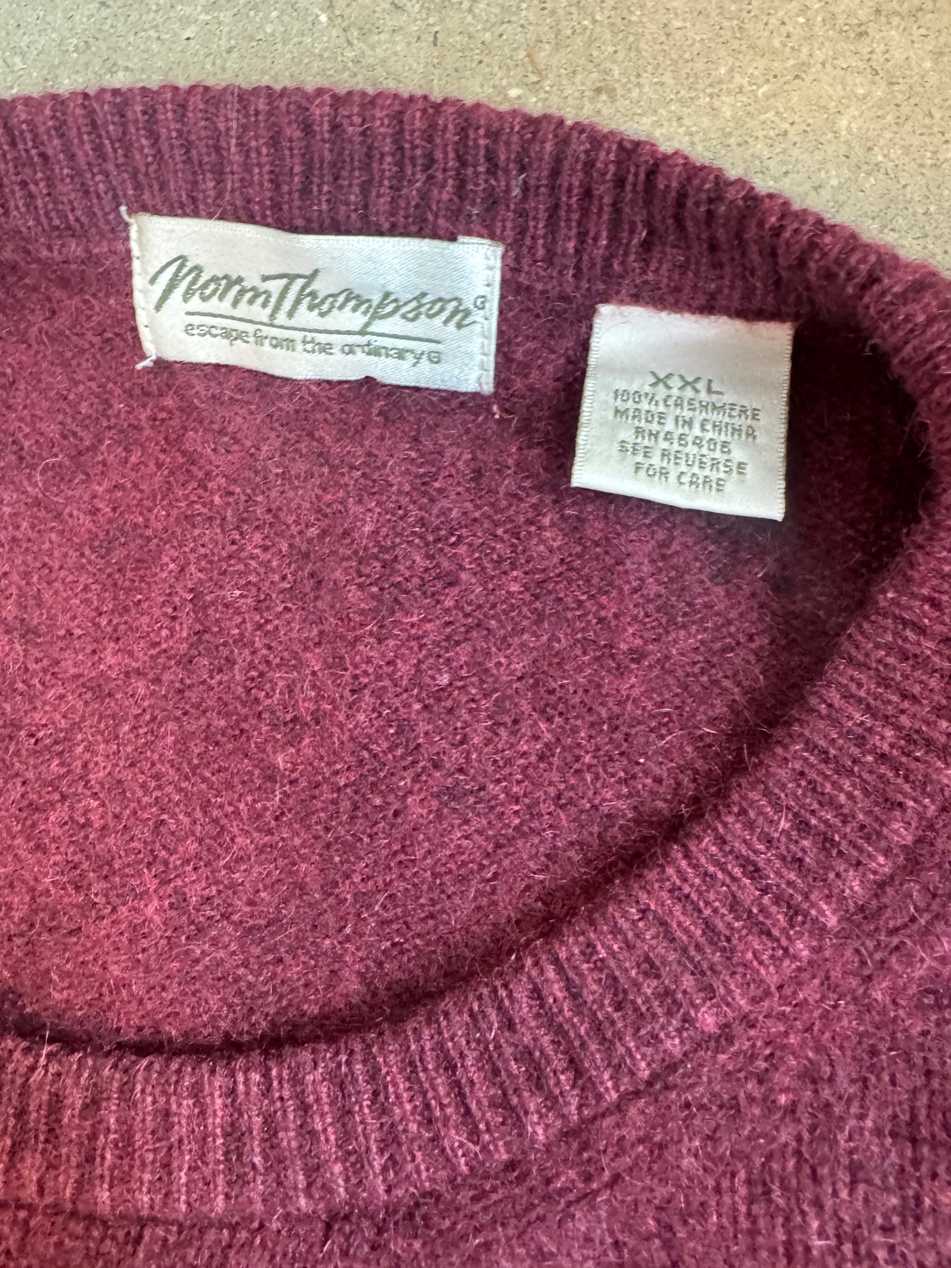 Maroon Norm thompson 100% cashmere sweater vtg, Xxl