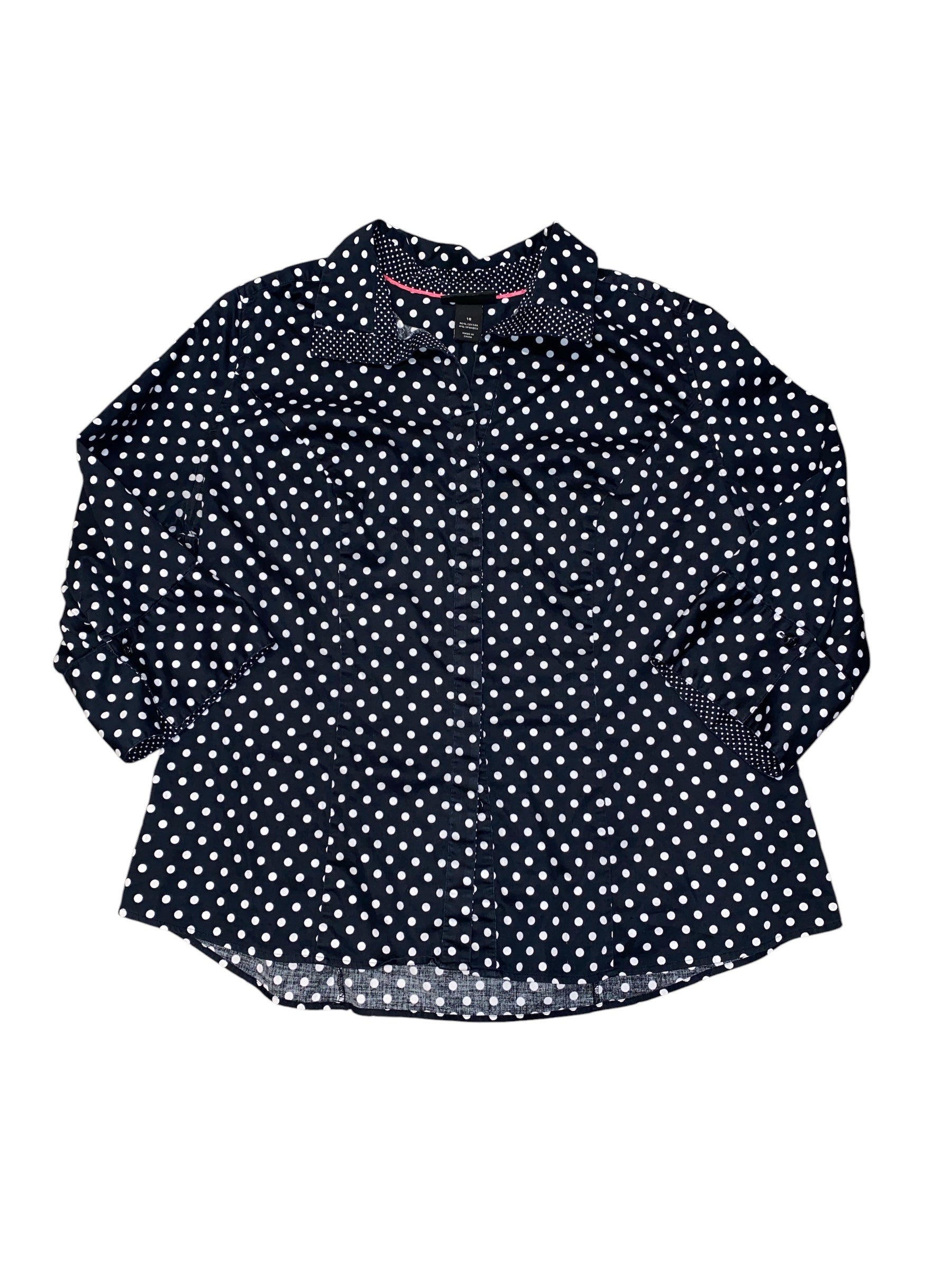 black white lane bryant polka dot button down, 18