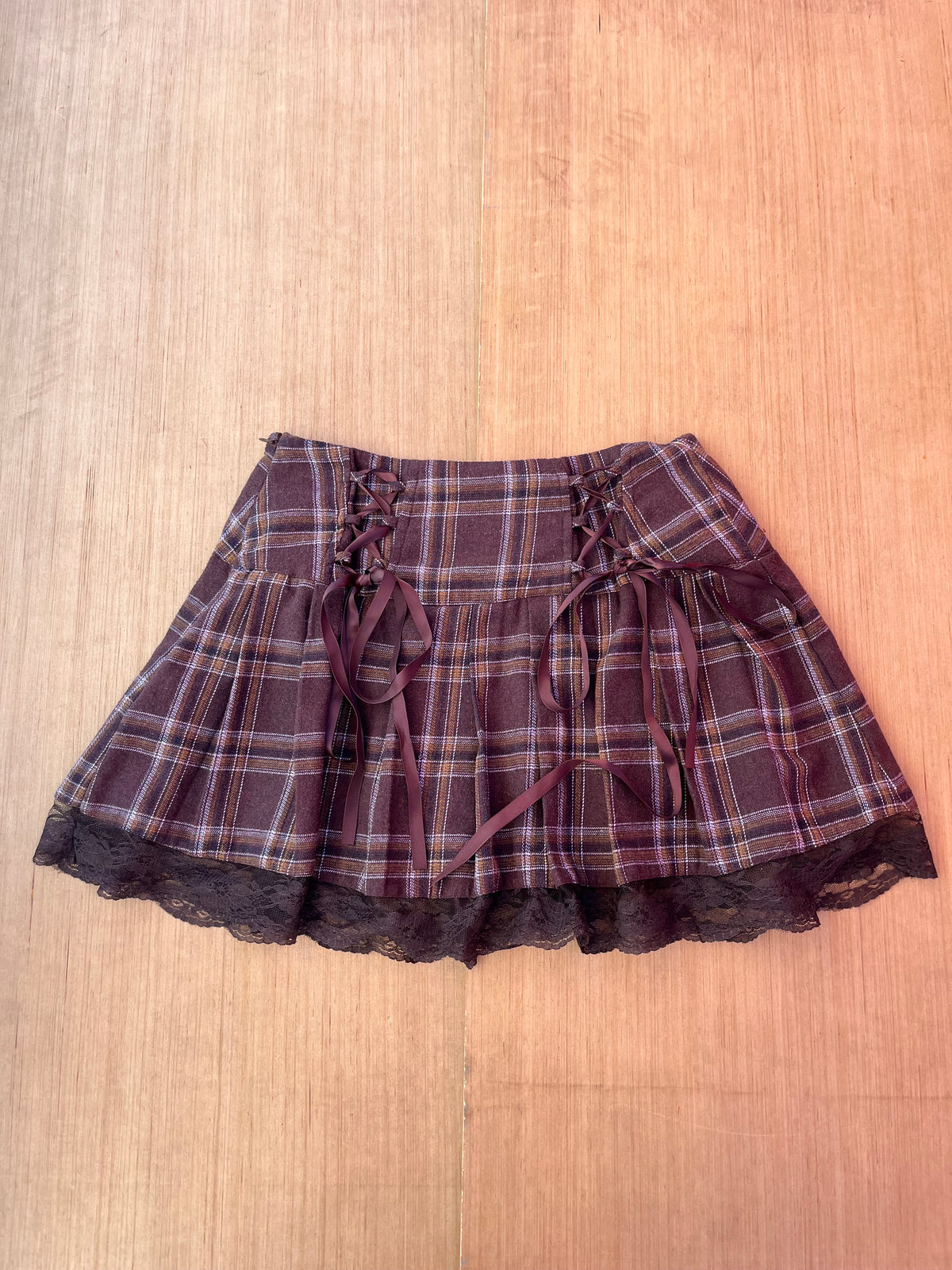 Brown Shein Plaid mini skirt, Xs