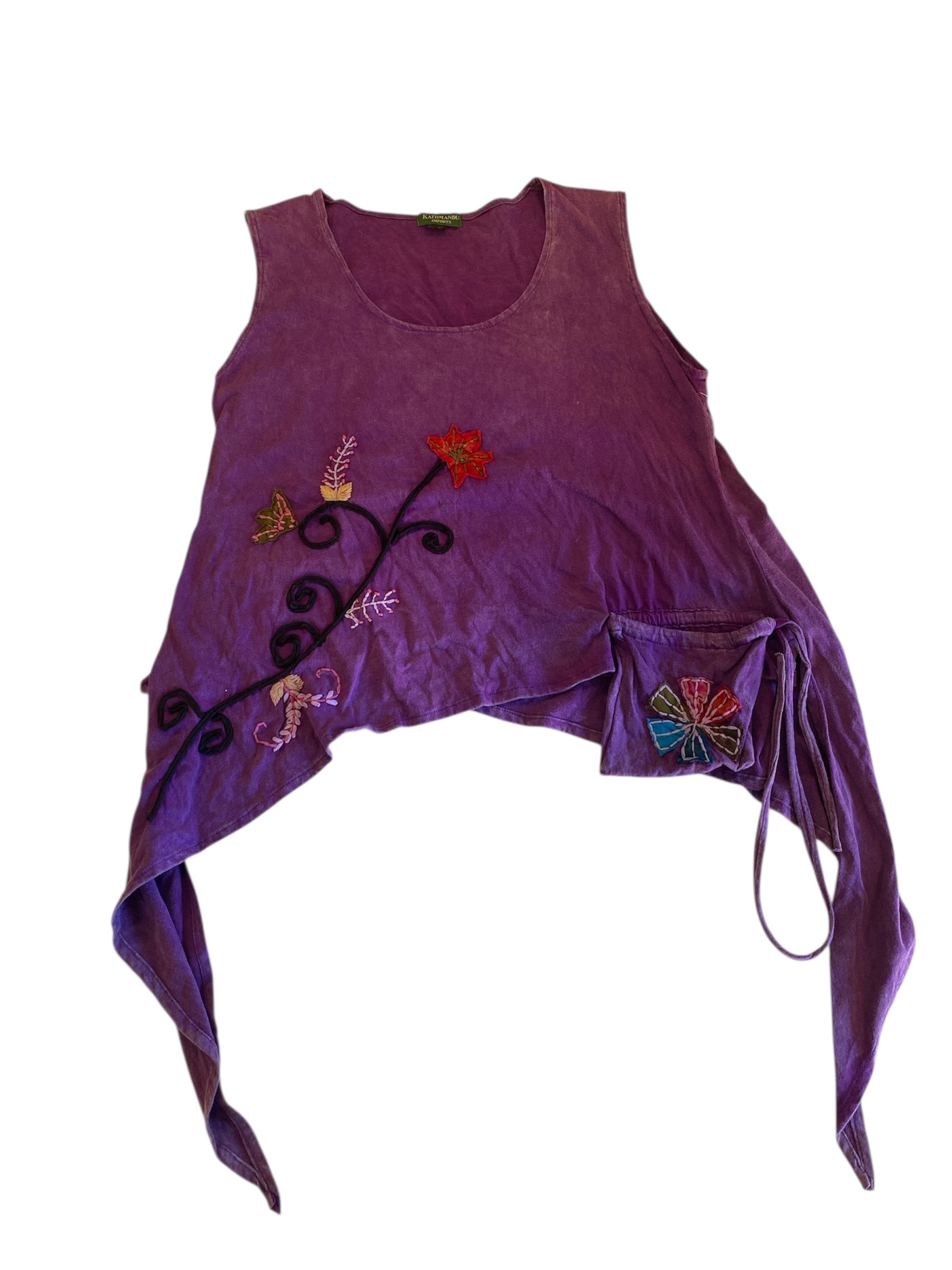 purple kathmandu hippie tank w pocket, m/l