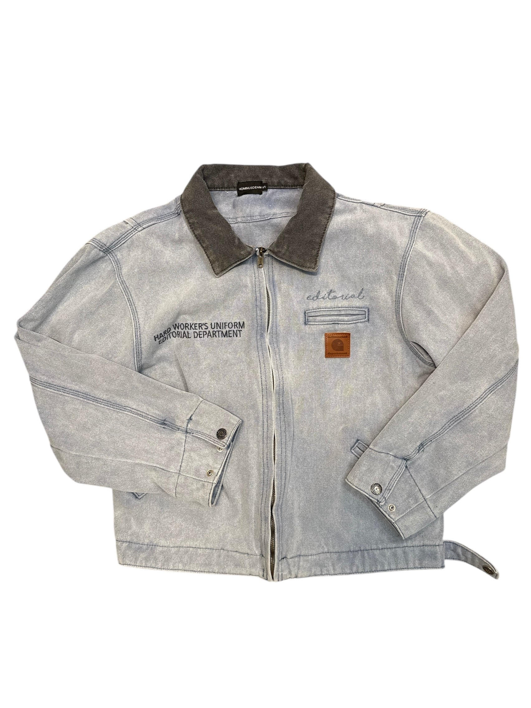 Blue Hominusdenim Denim zip up jacket, S