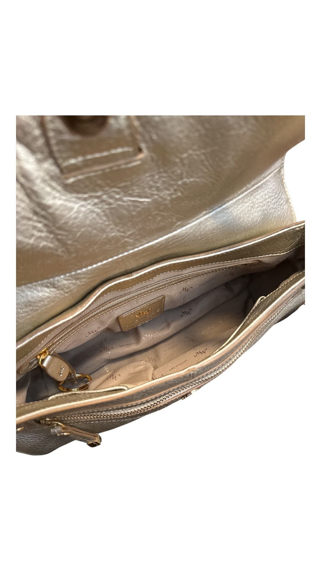 Gold Monsac Metallic leather buckle bag