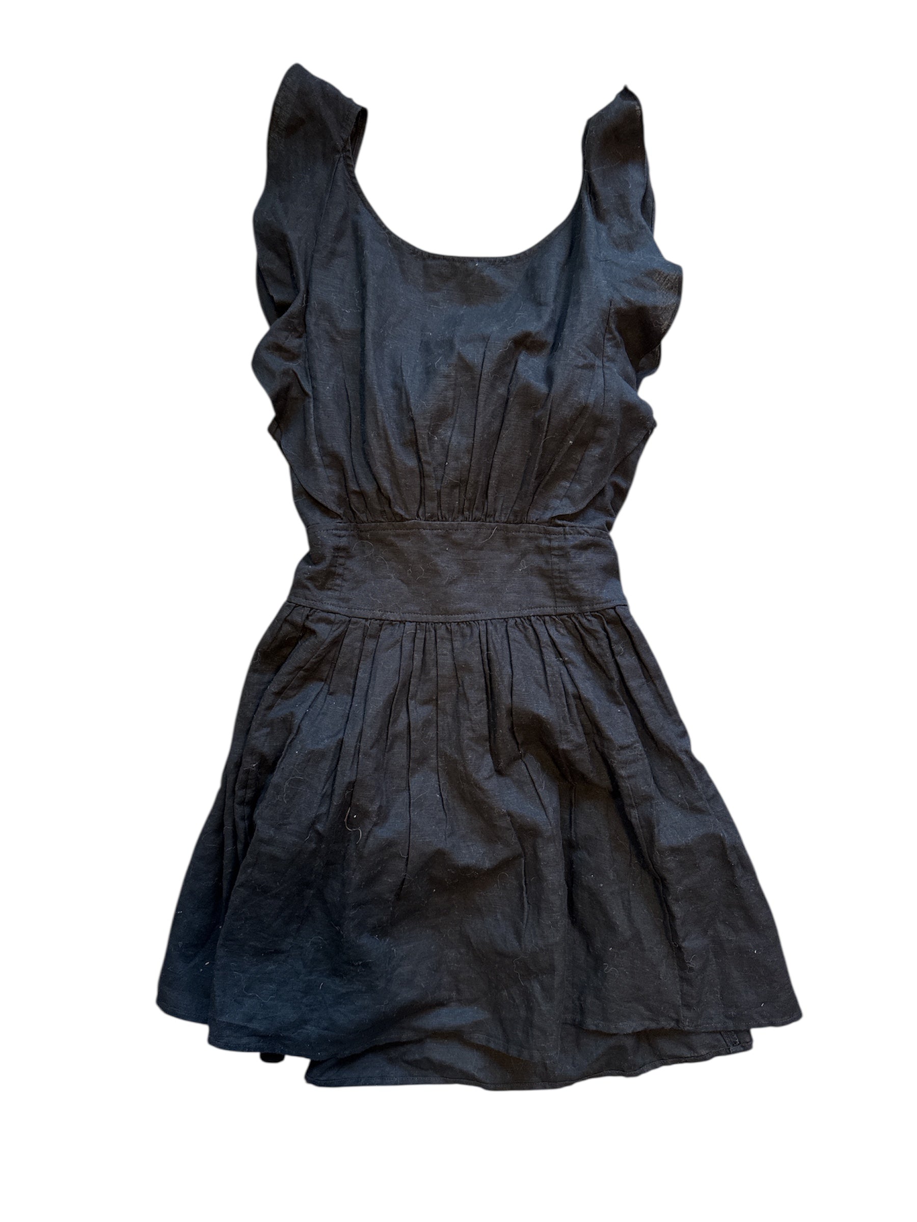 black free people nwt ruffle mini dress, s