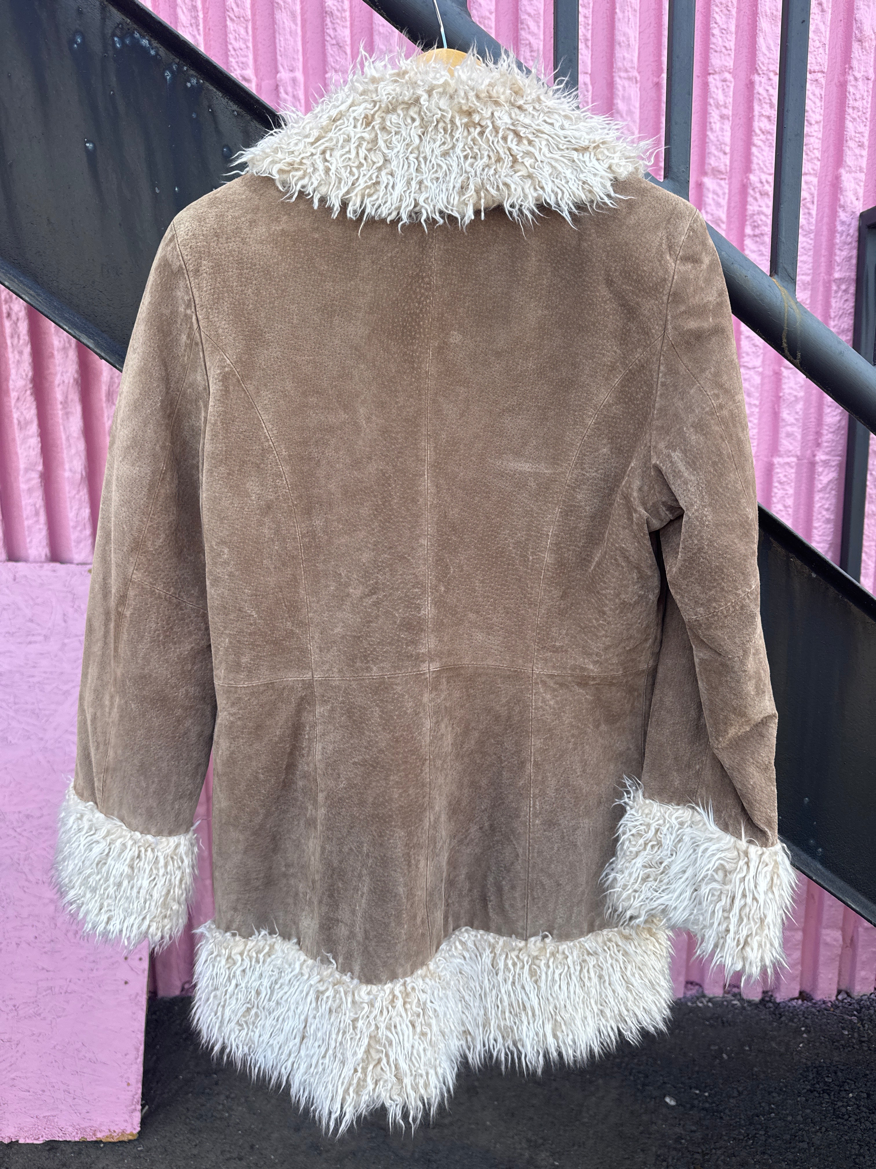tan white giacca penny lane suede coat, M