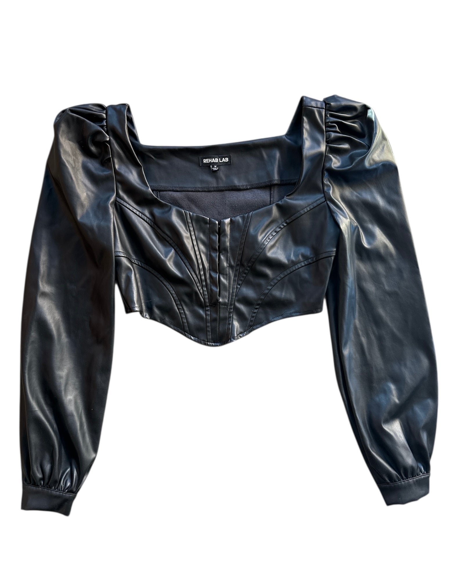 black rehab lab pleather top, m