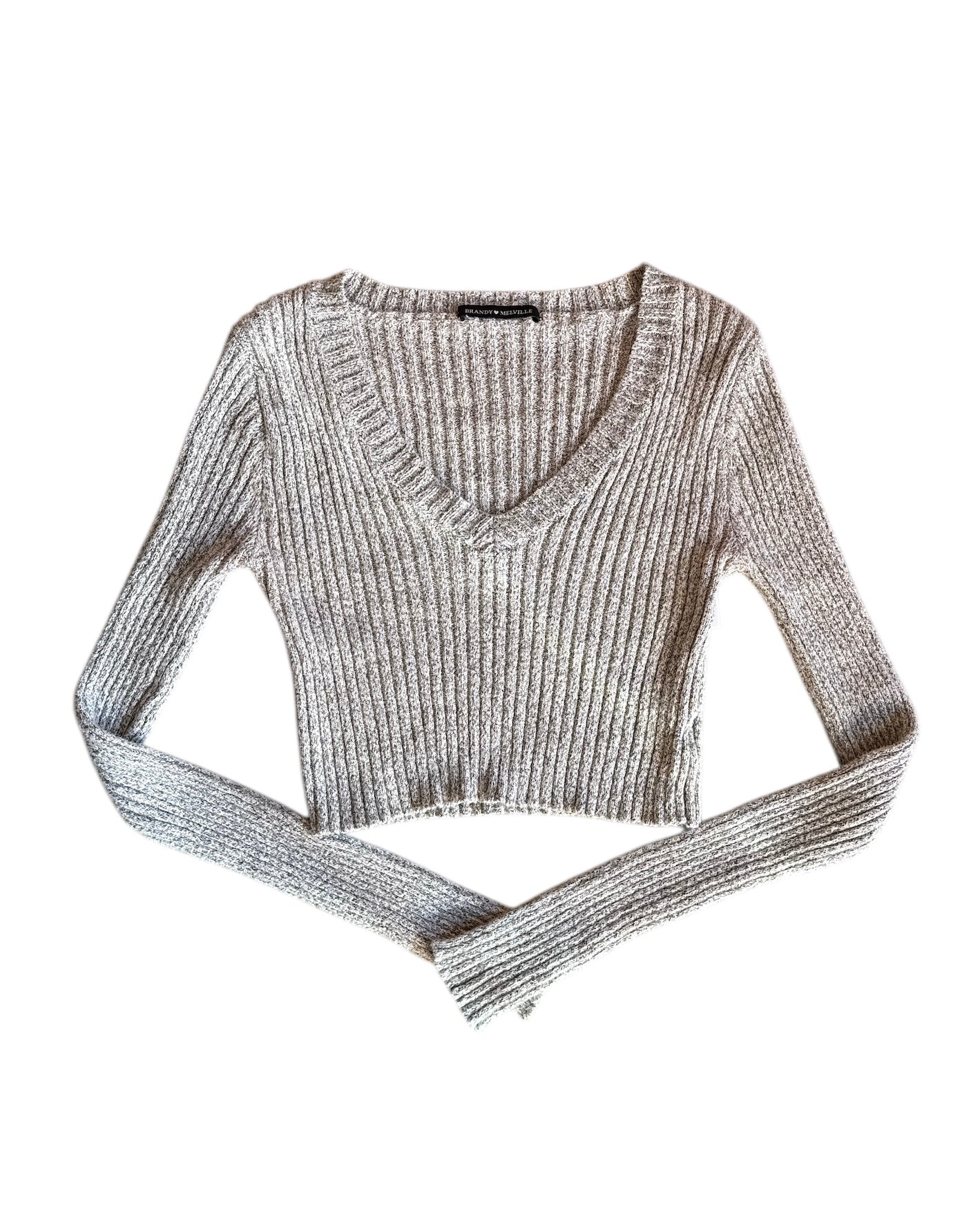 gray Brandy melville ribbed ls top, os