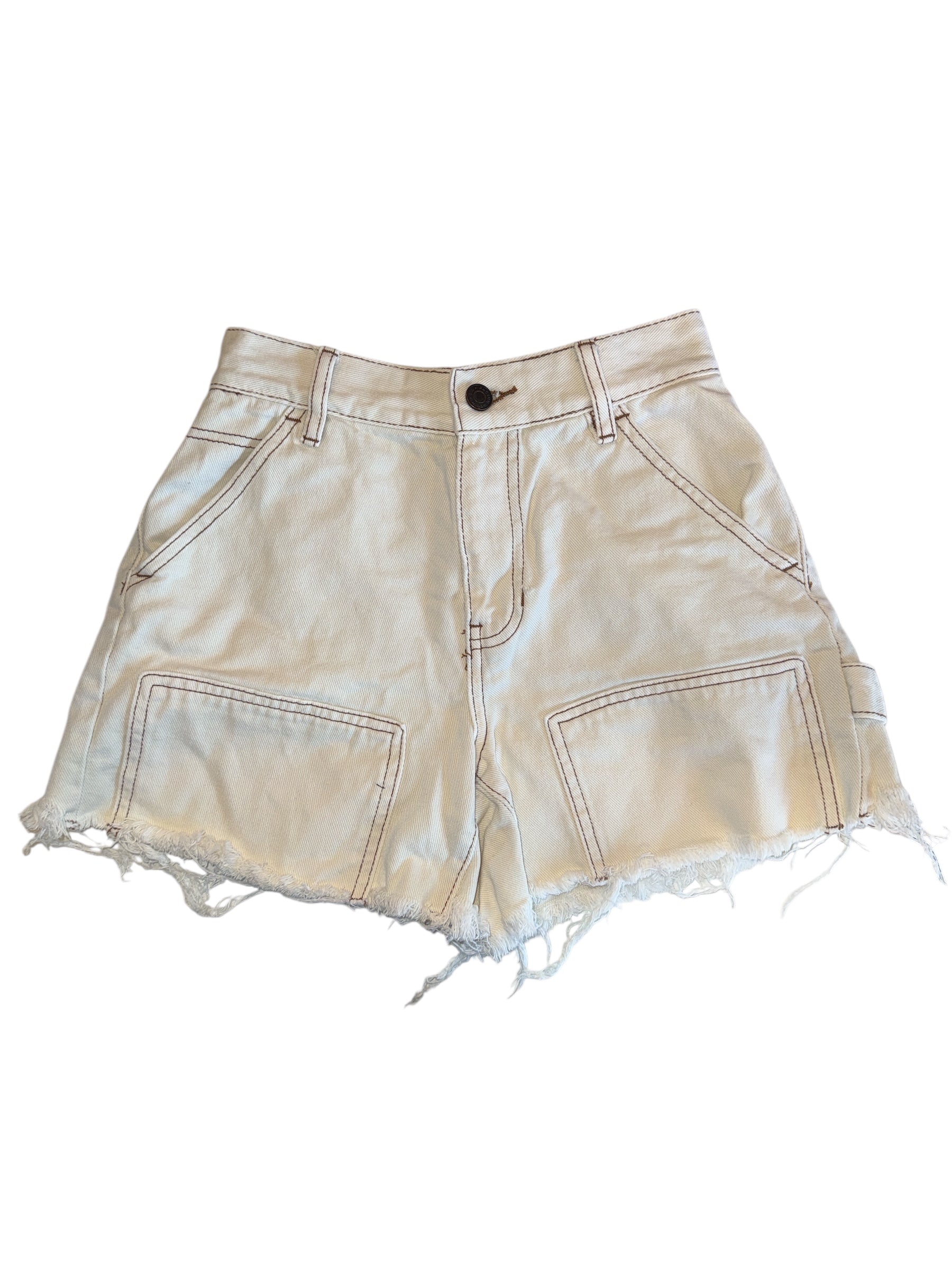 white pacsun denim cutoff shorts, 24