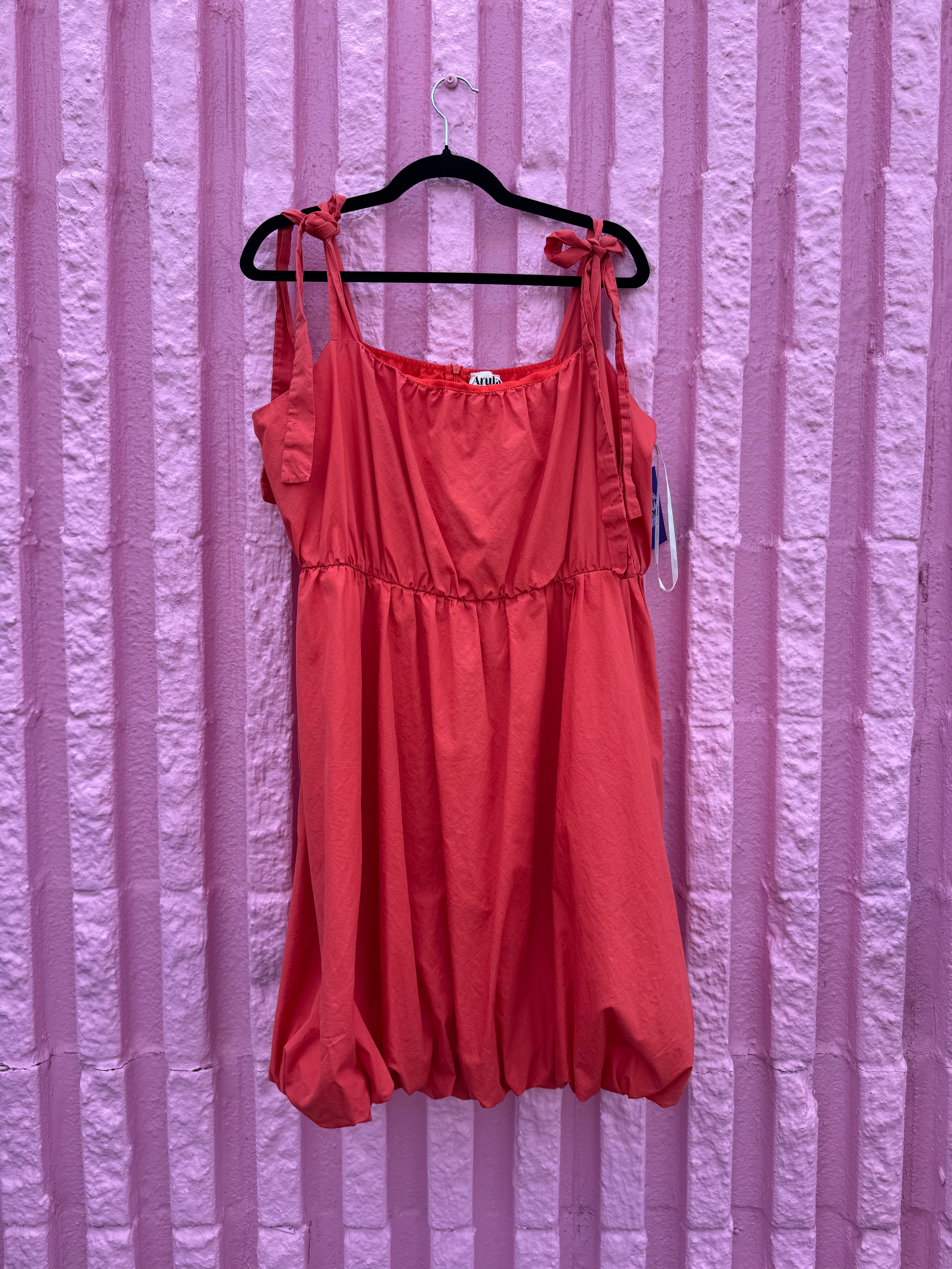 orange arula babydoll dress w tie straps, b (2xl)
