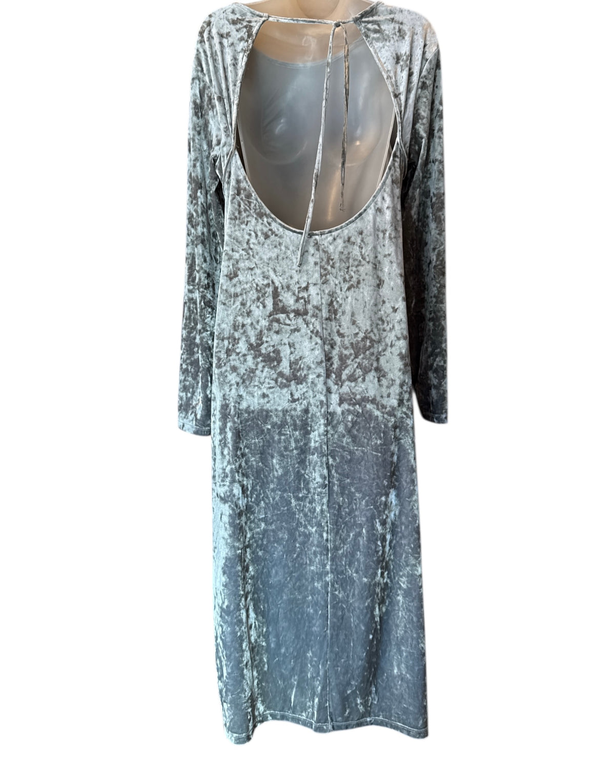 grey future collective crush velvet midi dress, xl
