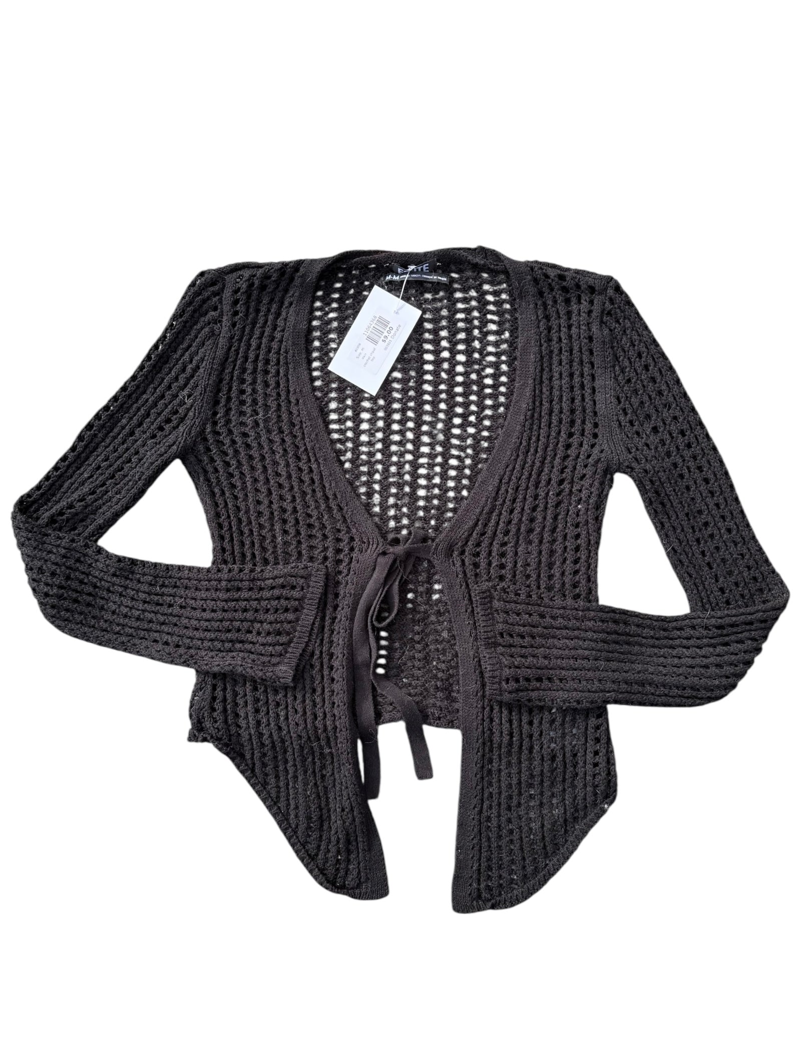 black ecote crochet shawl top, m