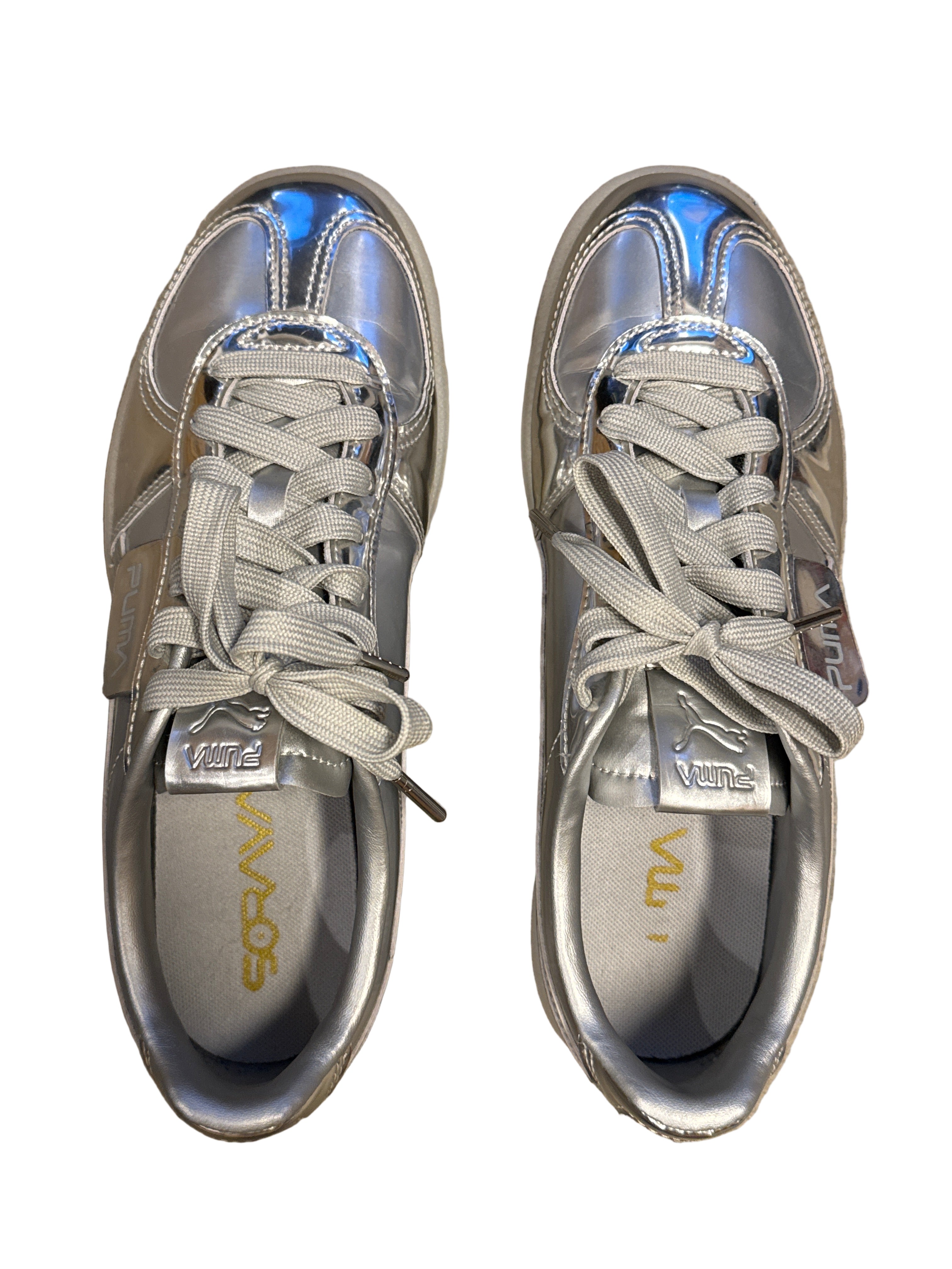 silver puma metallic sneakrs, 8 womens