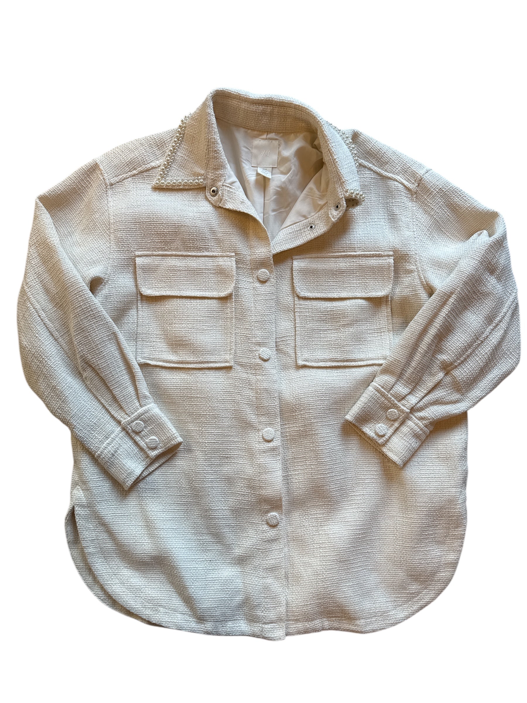 cream h&m pearl color jacket, M
