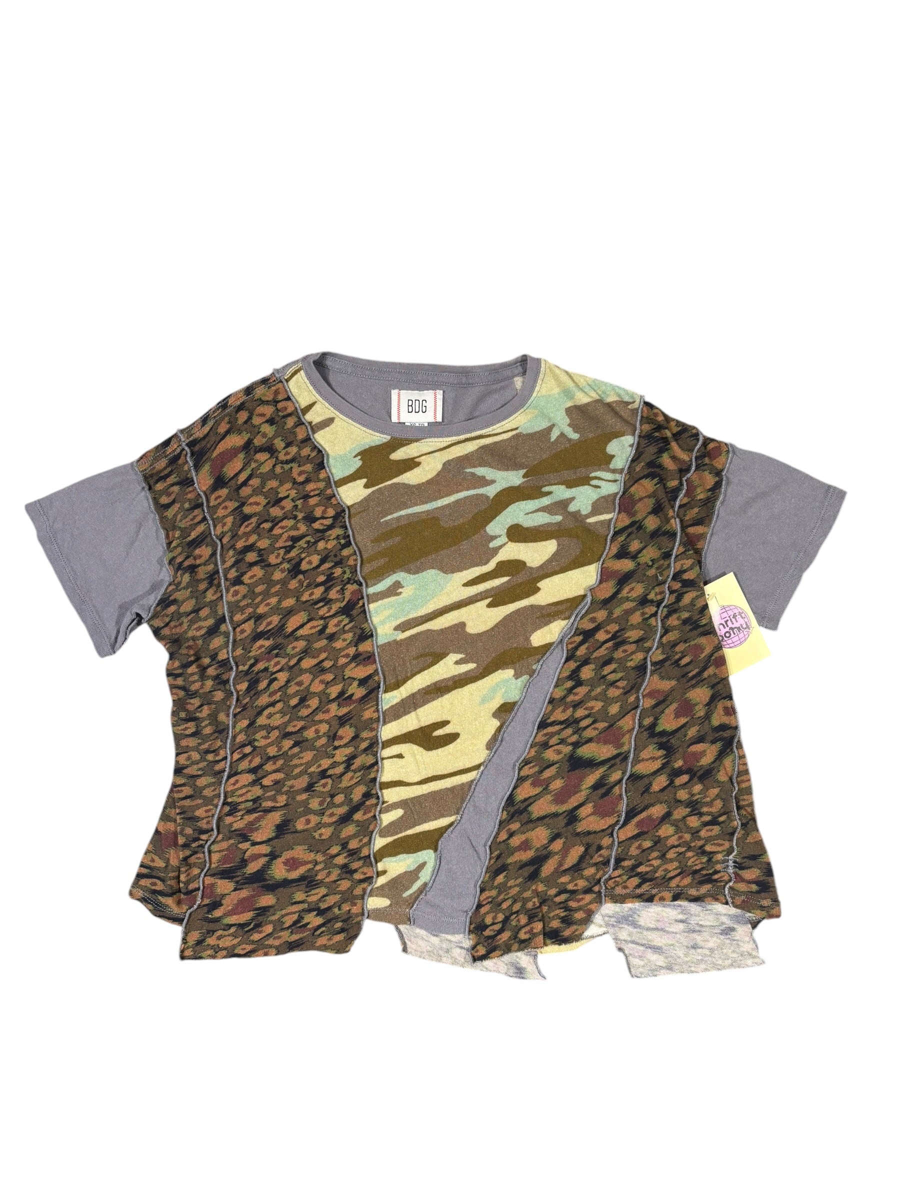 grey green BDG mixed fabric tee, xs