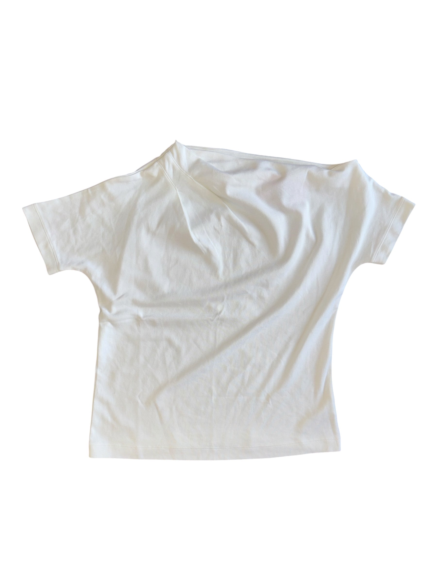 white babaton asymmetrical ruch blouse, 2xs