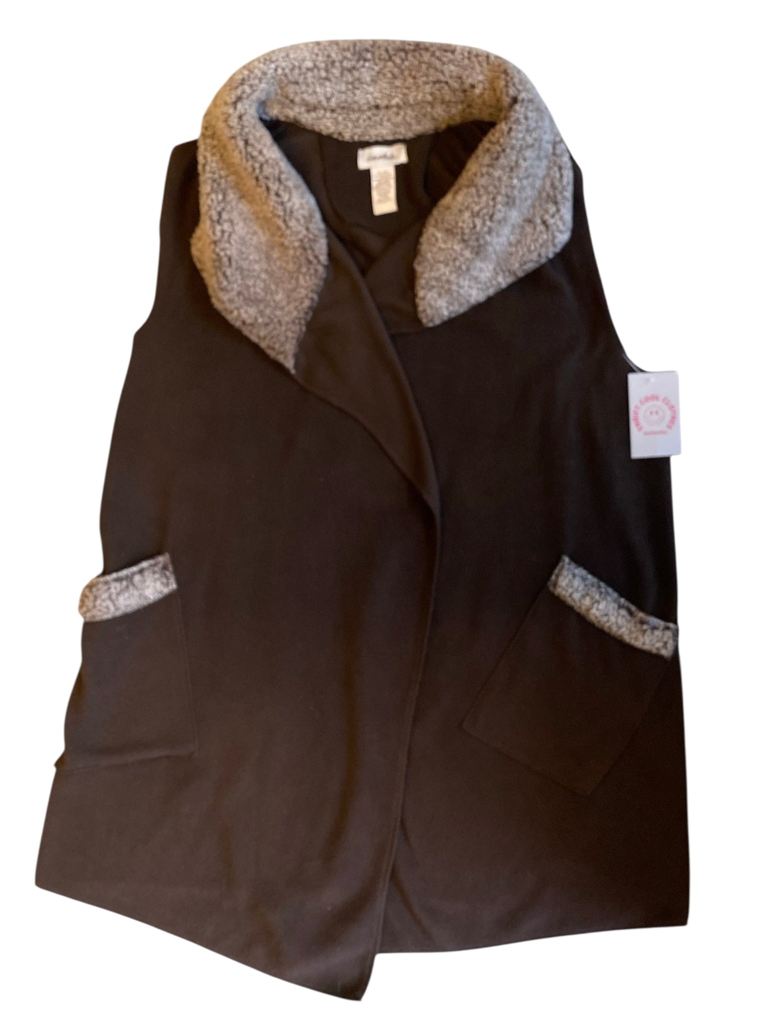 brown LeModa sherpa lined long vest, xl-xxl
