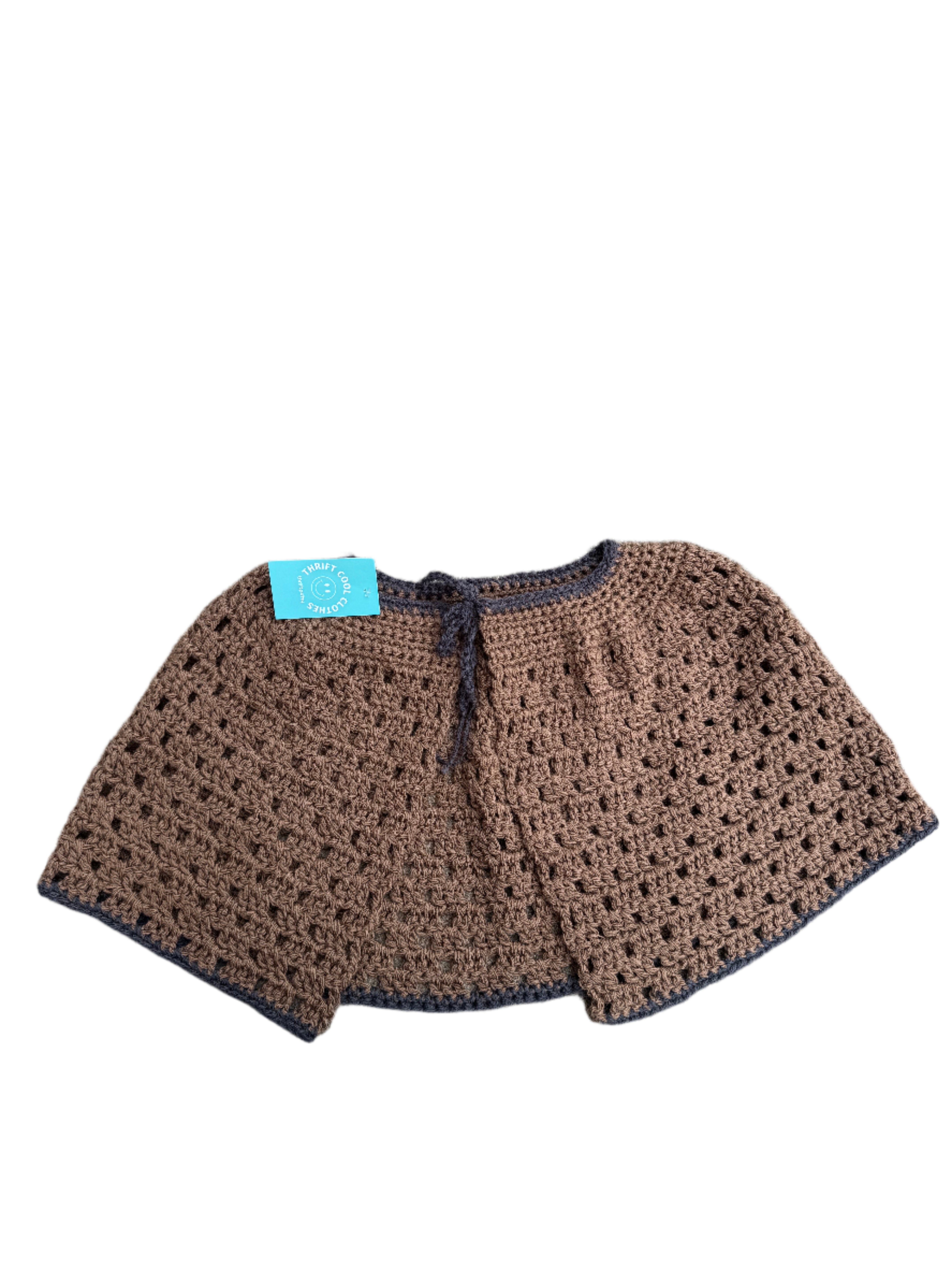 brown grey crochet cape