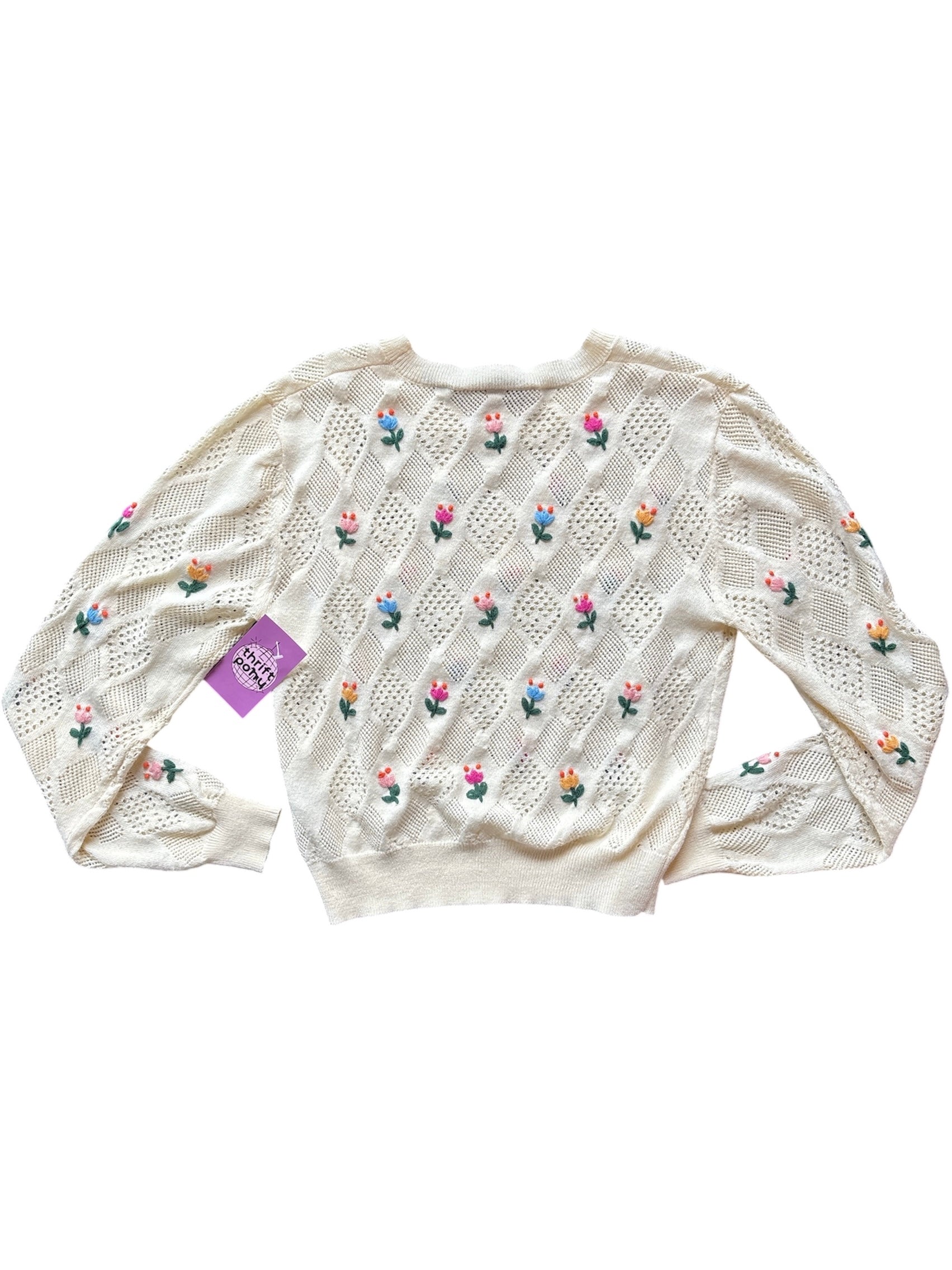 cream Zara ls sweater w flowers, M