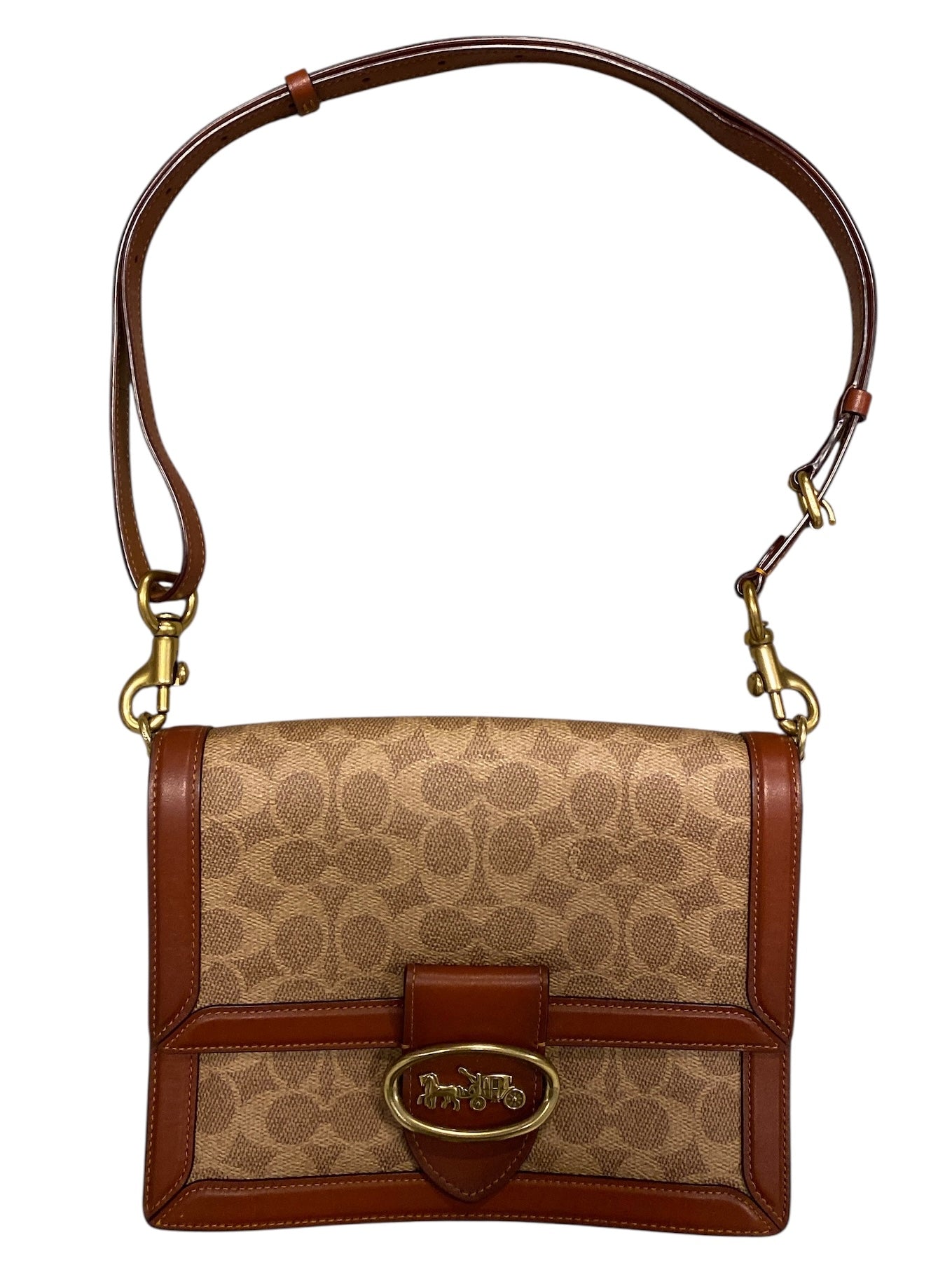 brown red coach cross body bag w adjustable strap