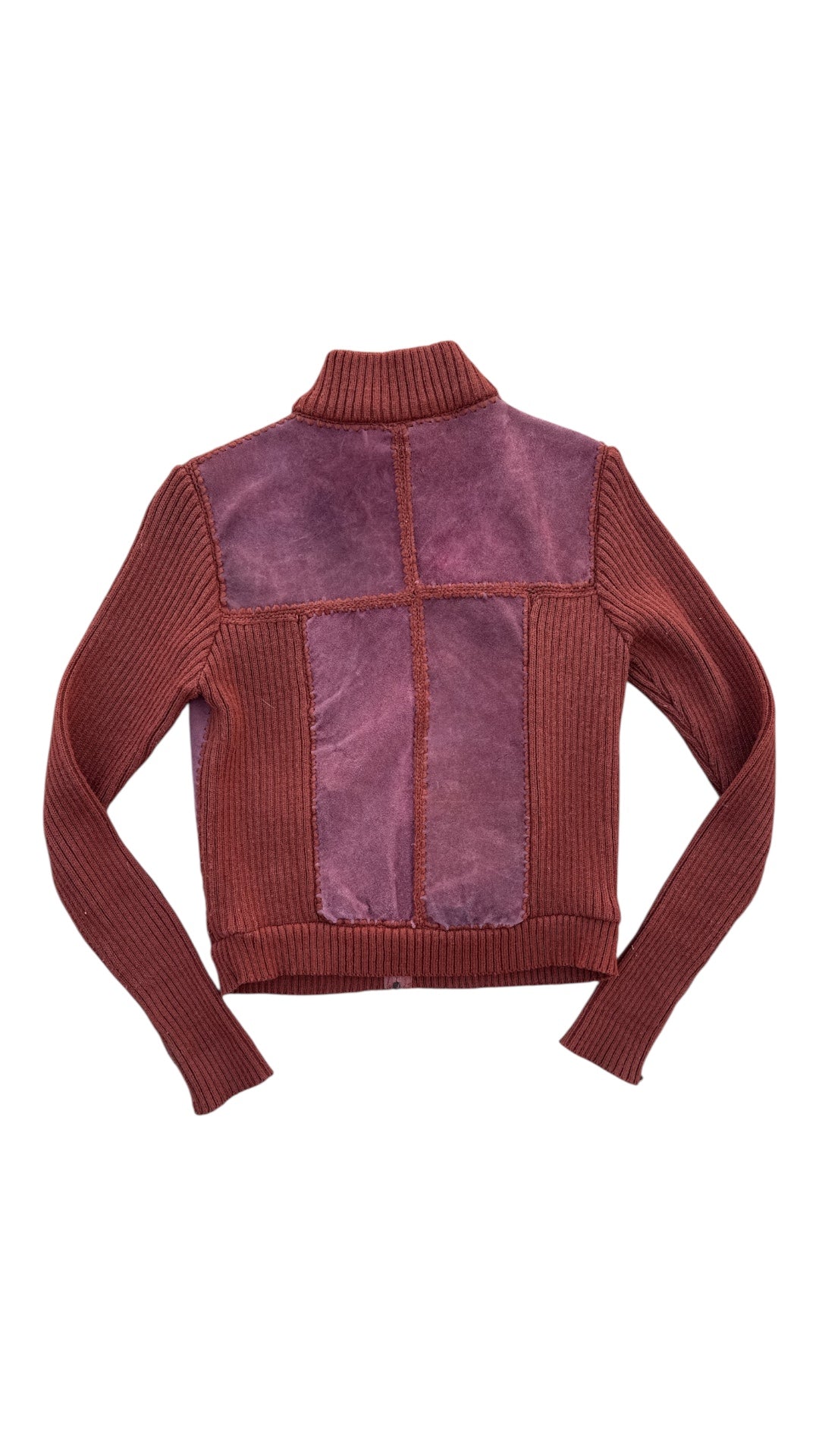 rust zado vtg suede knit combo jacket, L