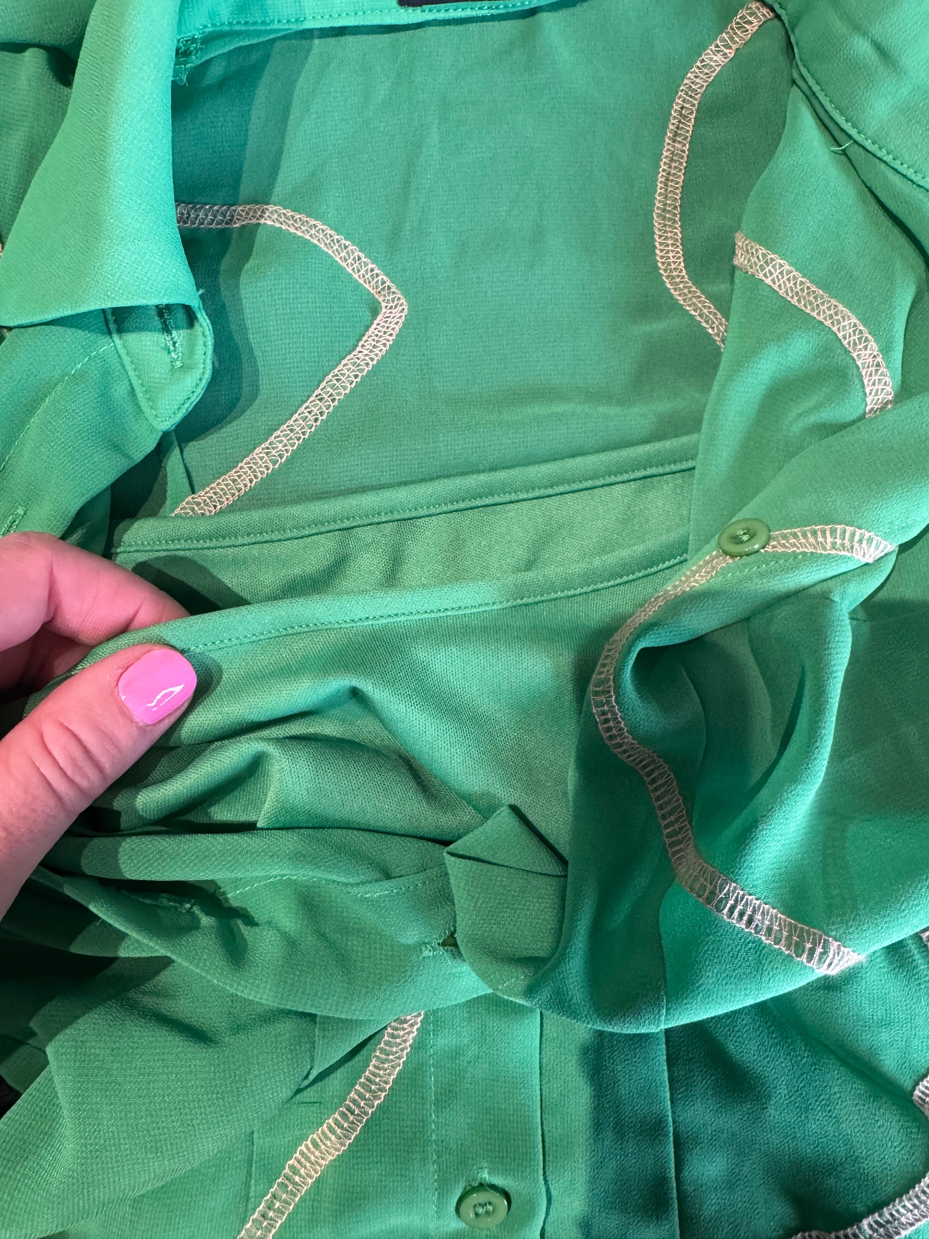 green prettylittlething mesh collar dress w seams, 0