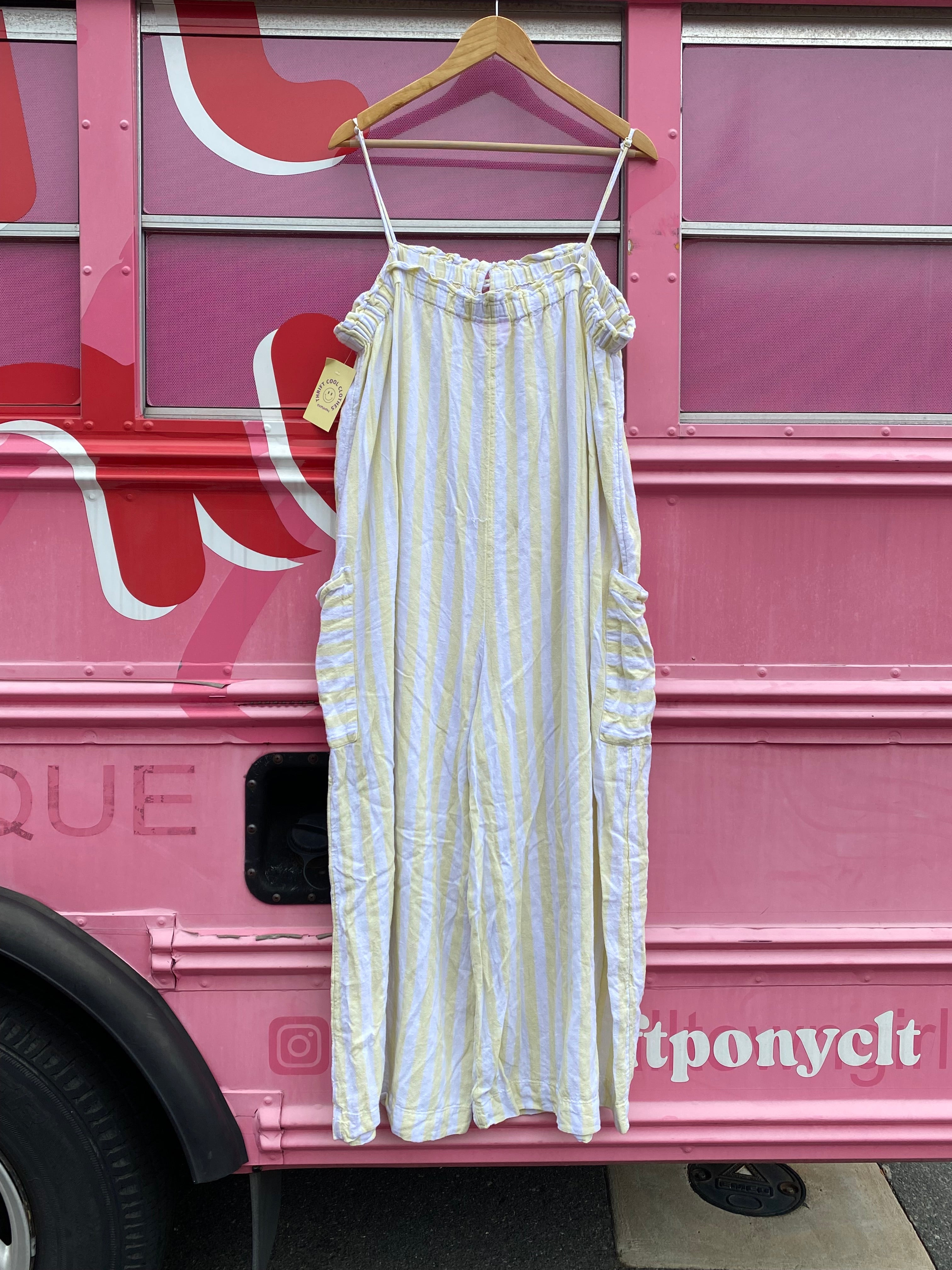White Yellow Stoney Clover x Target Striped wide leg jumpsuit, XL