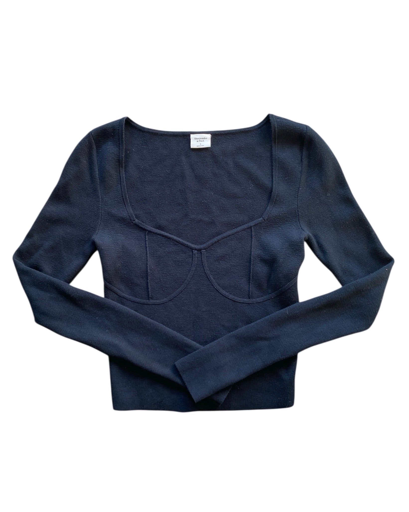 black abercrombie bustier ls knit top, s