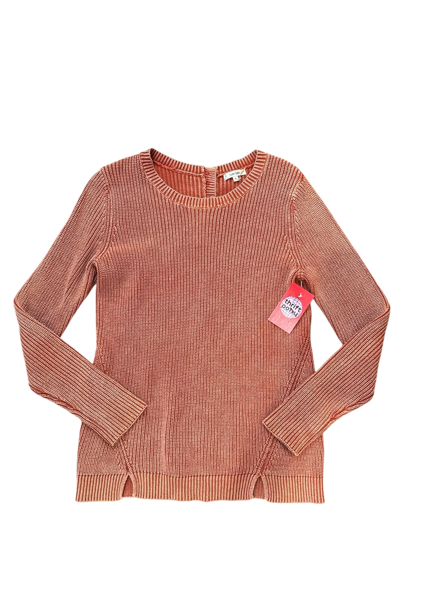 brown tyler boe 100% cotton knit sweater, s