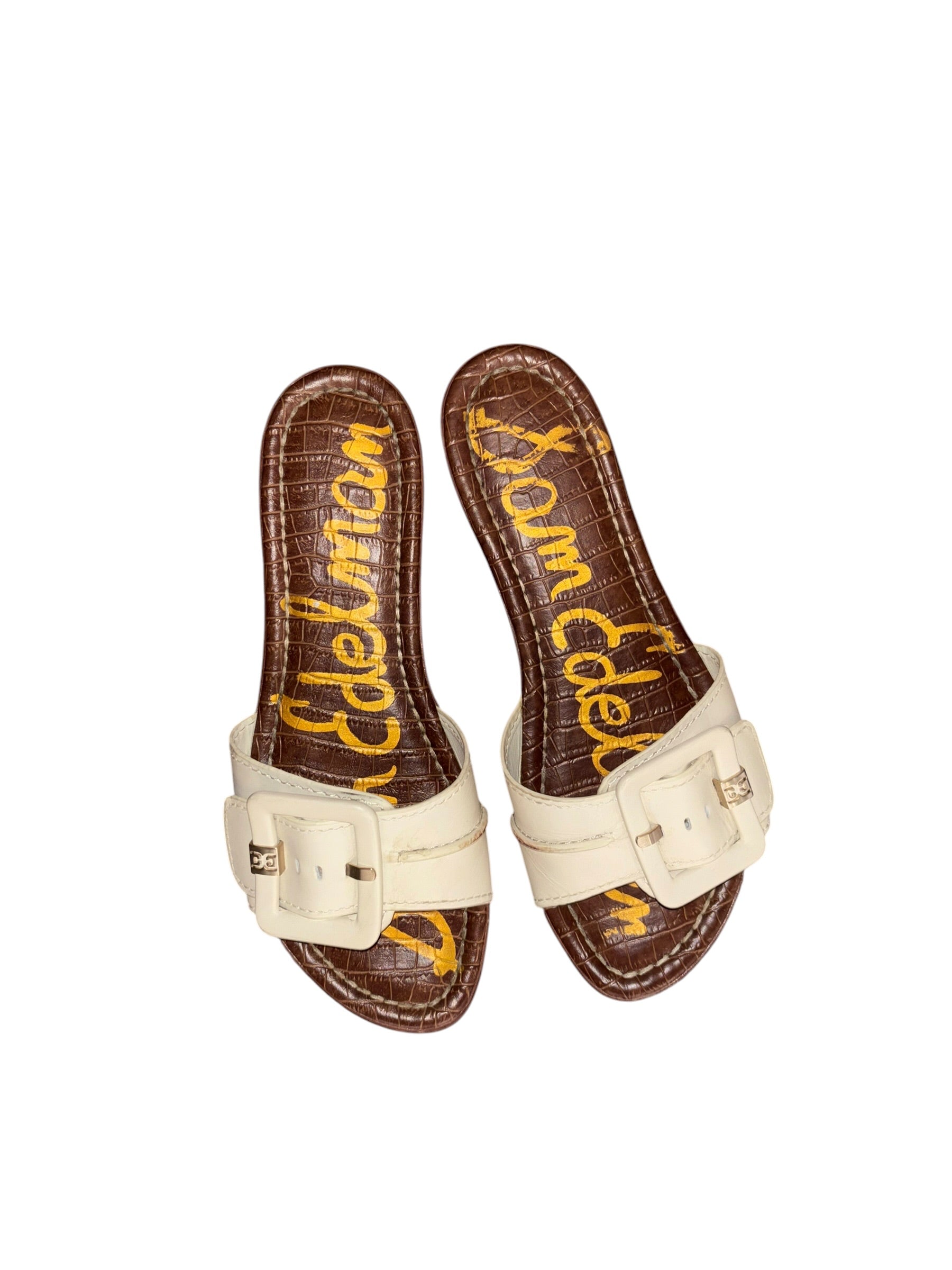sam Edelman Cream Funky Monkey Buckle Slide, 6
