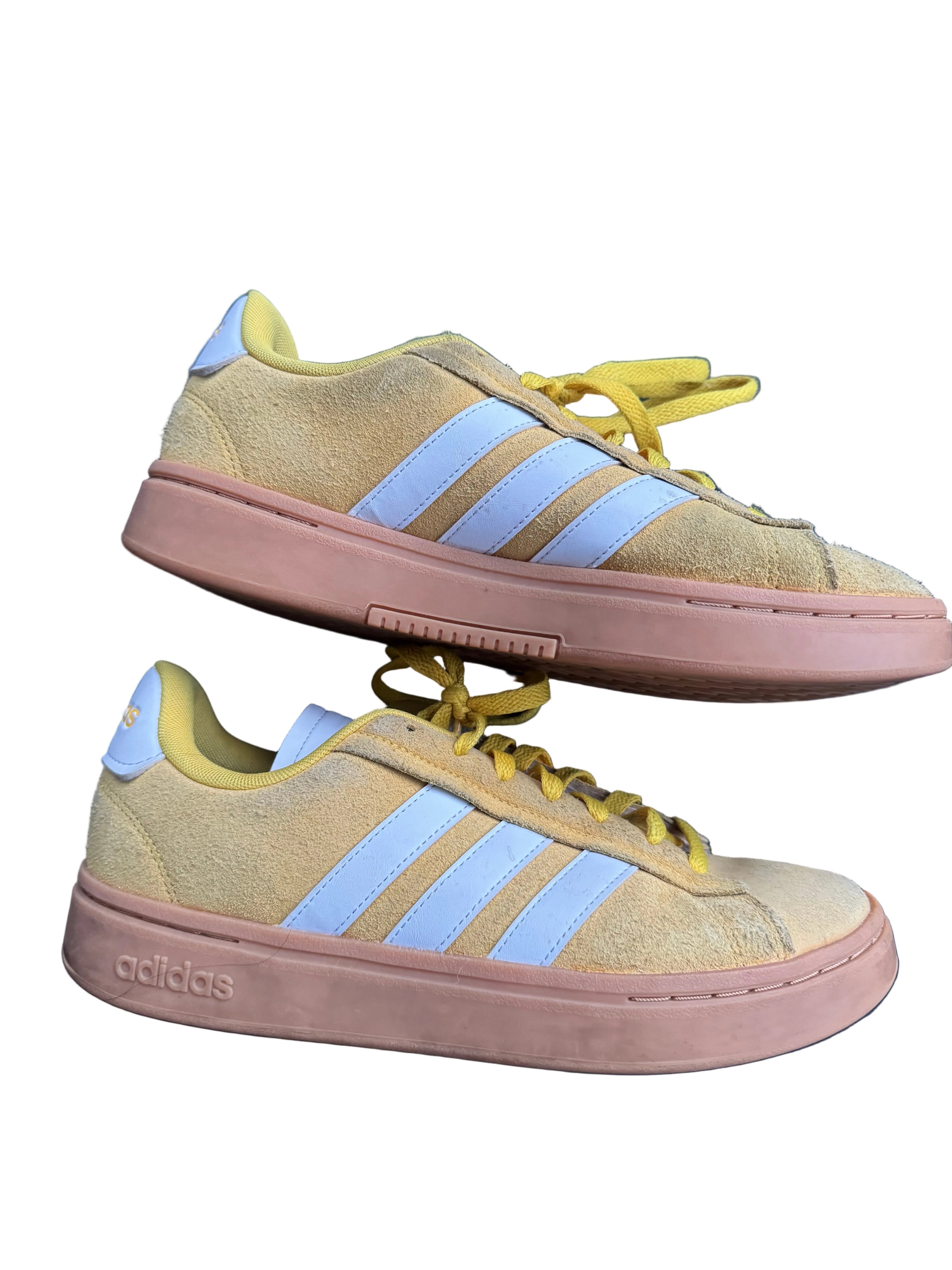 yellow adidas court chunky sneakers, 9.5