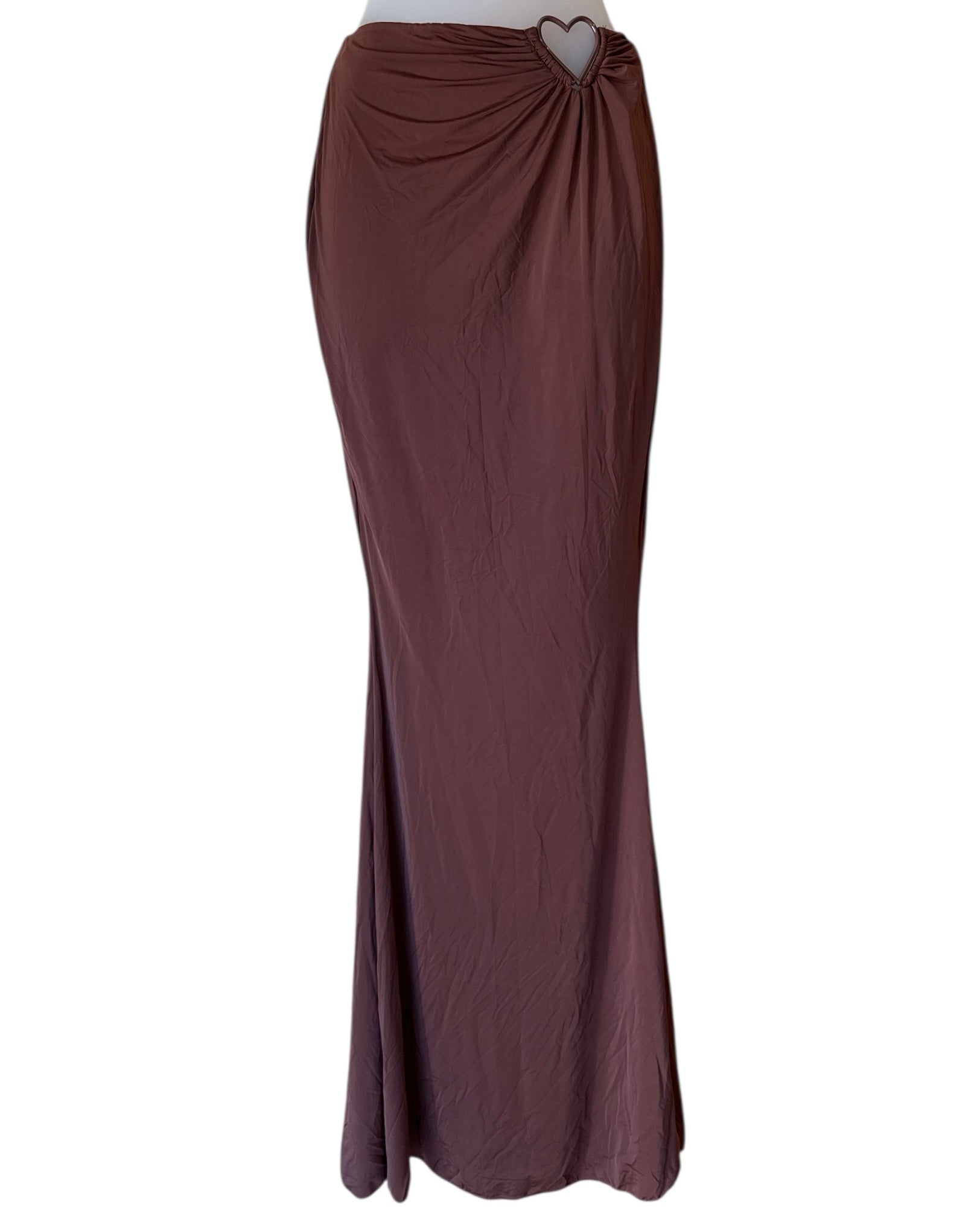 brown oh polly soft maxi skirt w heart, 2