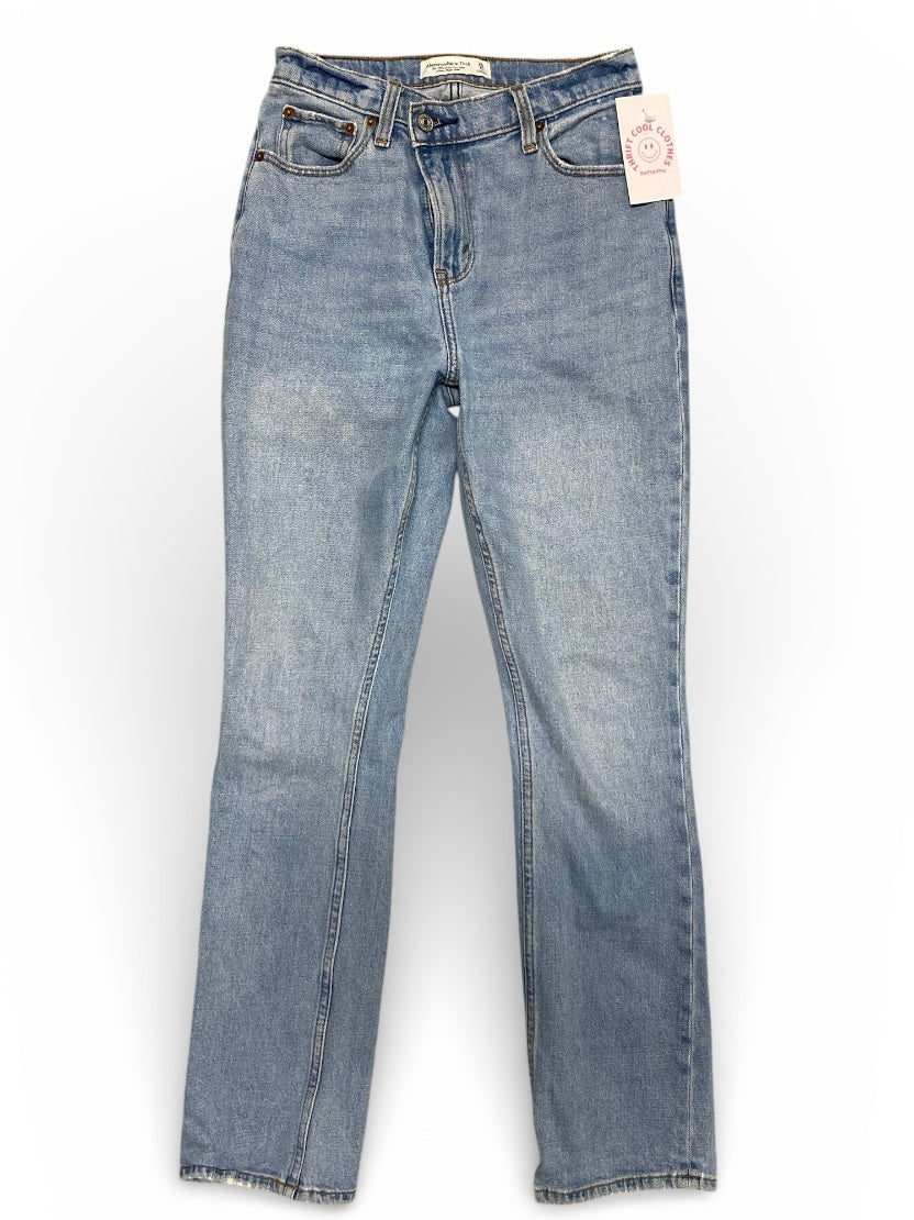 blue abercrombie & fitch the 90s slim straight ultra high rise, 25/0
