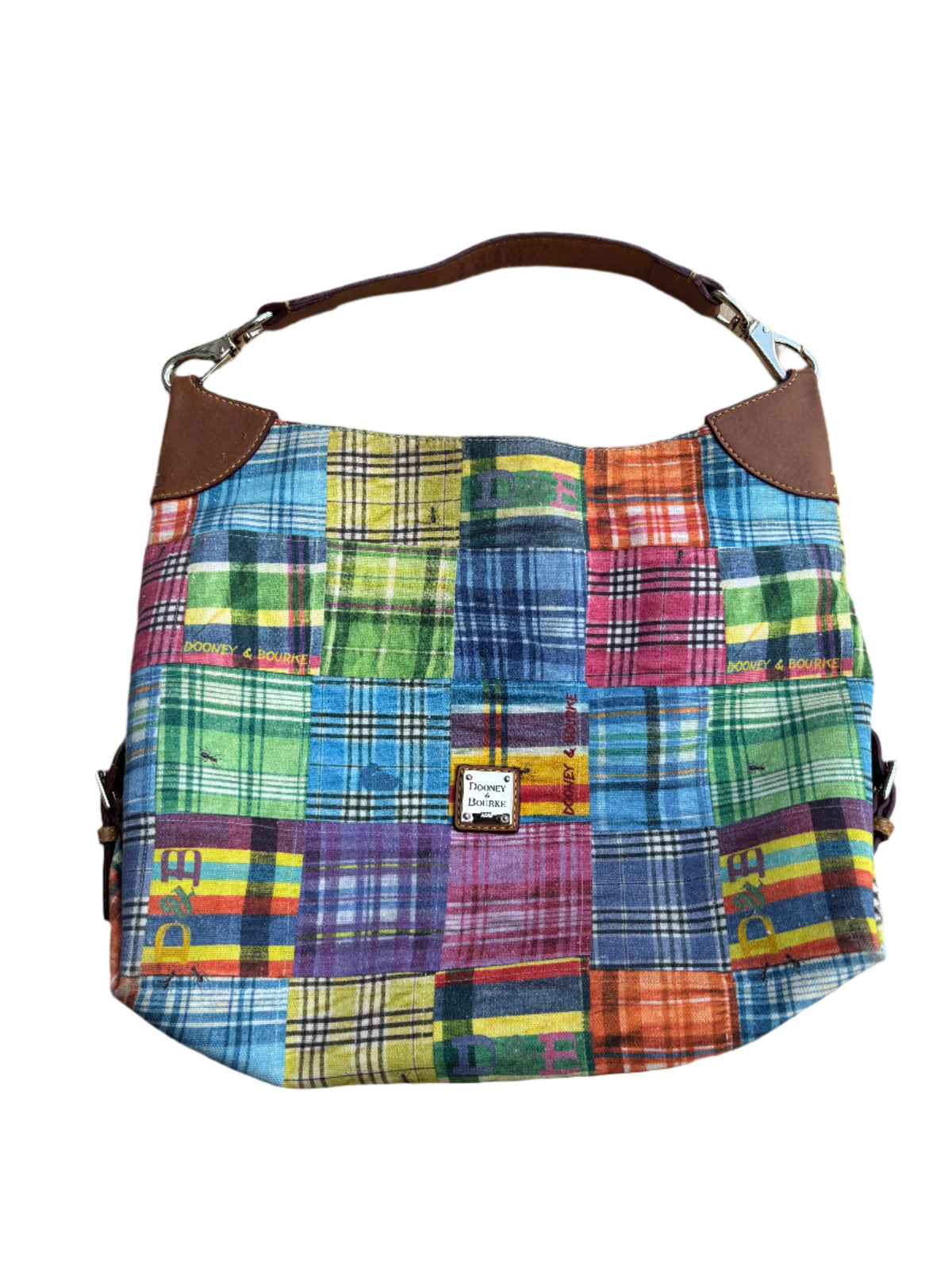 rainbow dooney & burke plaid tote