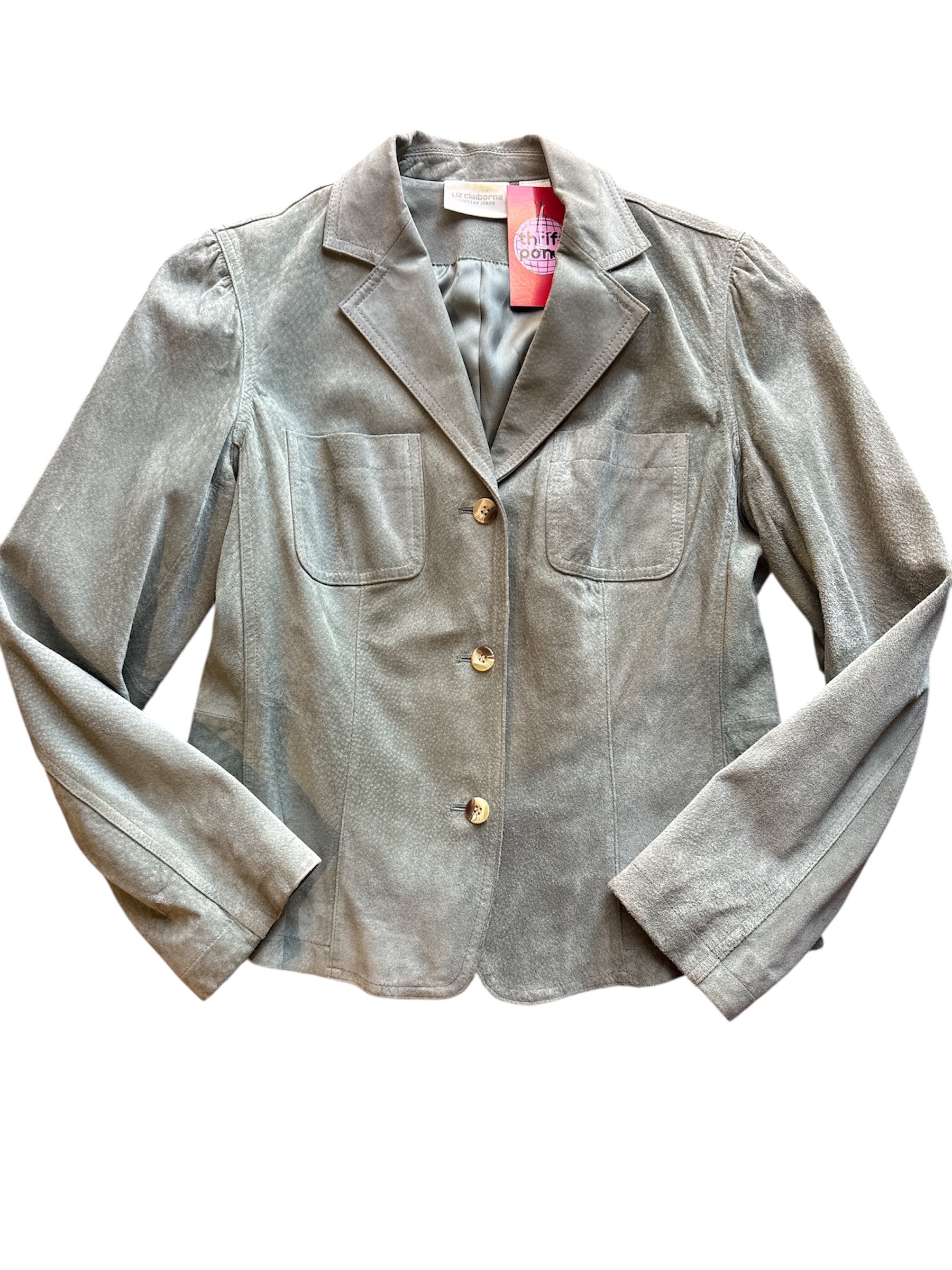 gray liz claiborne pig suede jacket, s
