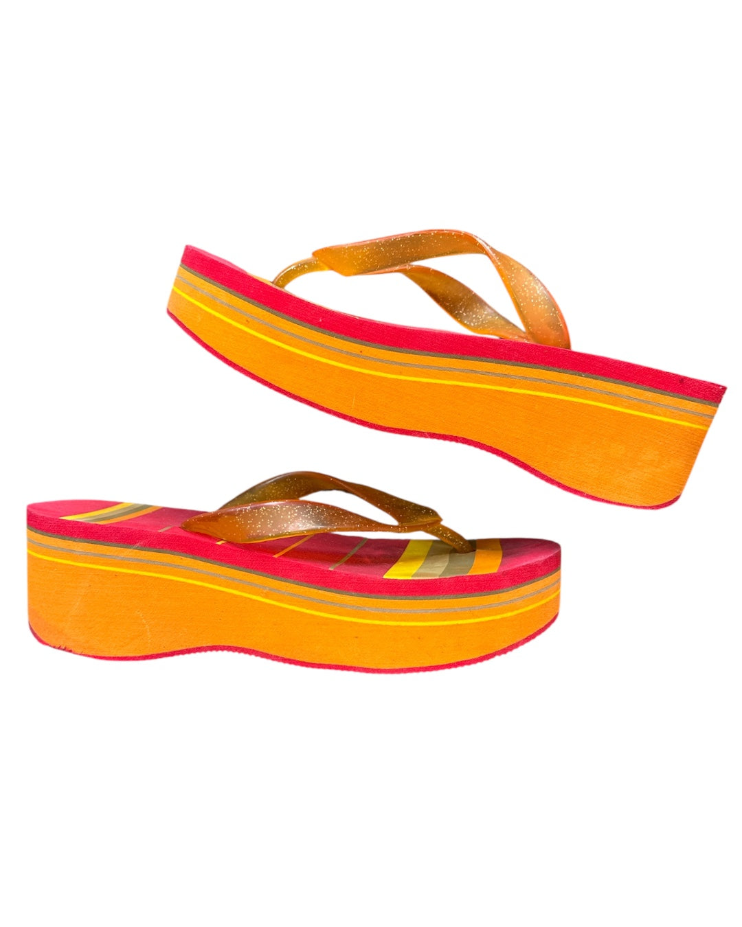 orange red foam platform flip flops, 7