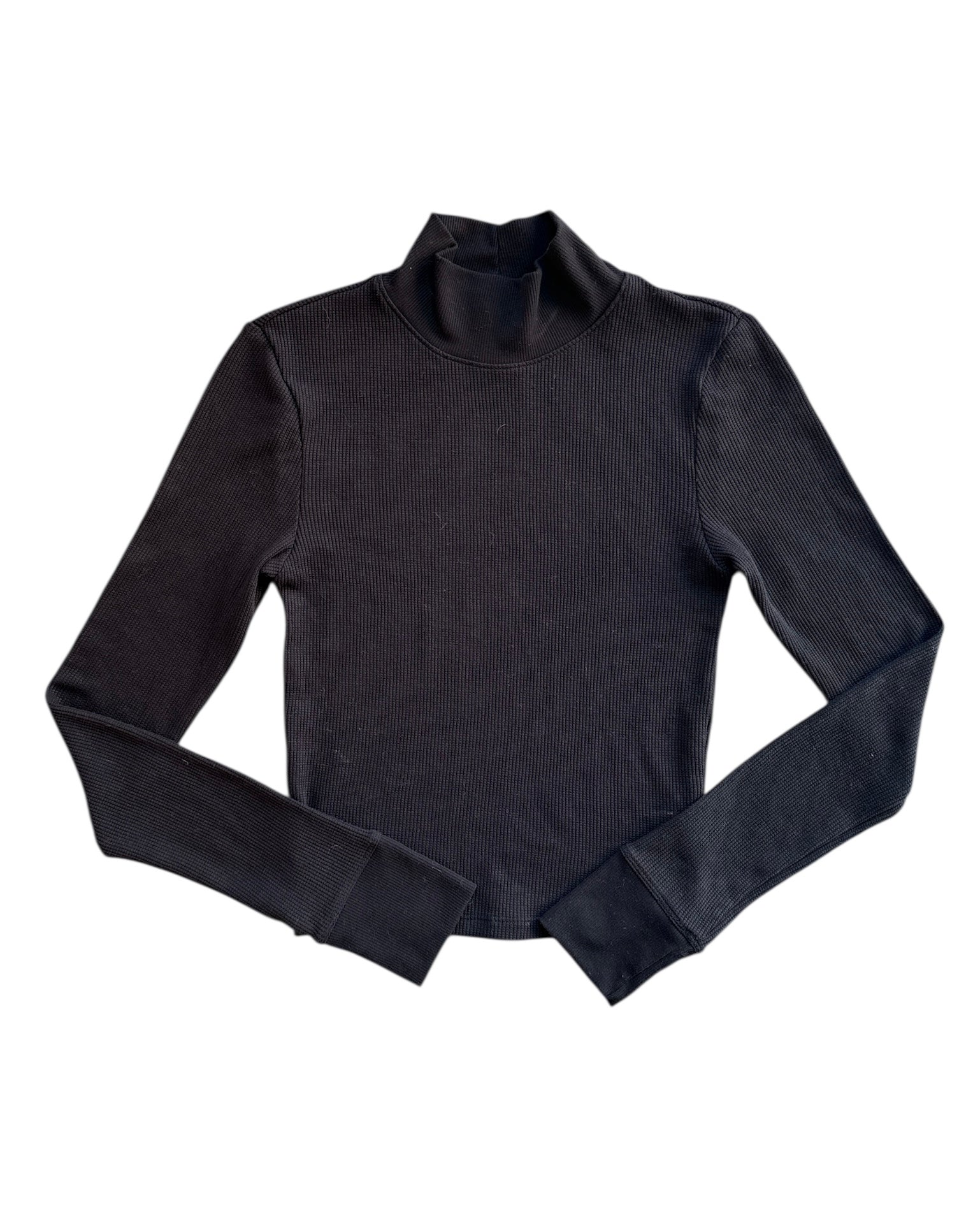 black american eagle waffle knit turtleneck ls, s