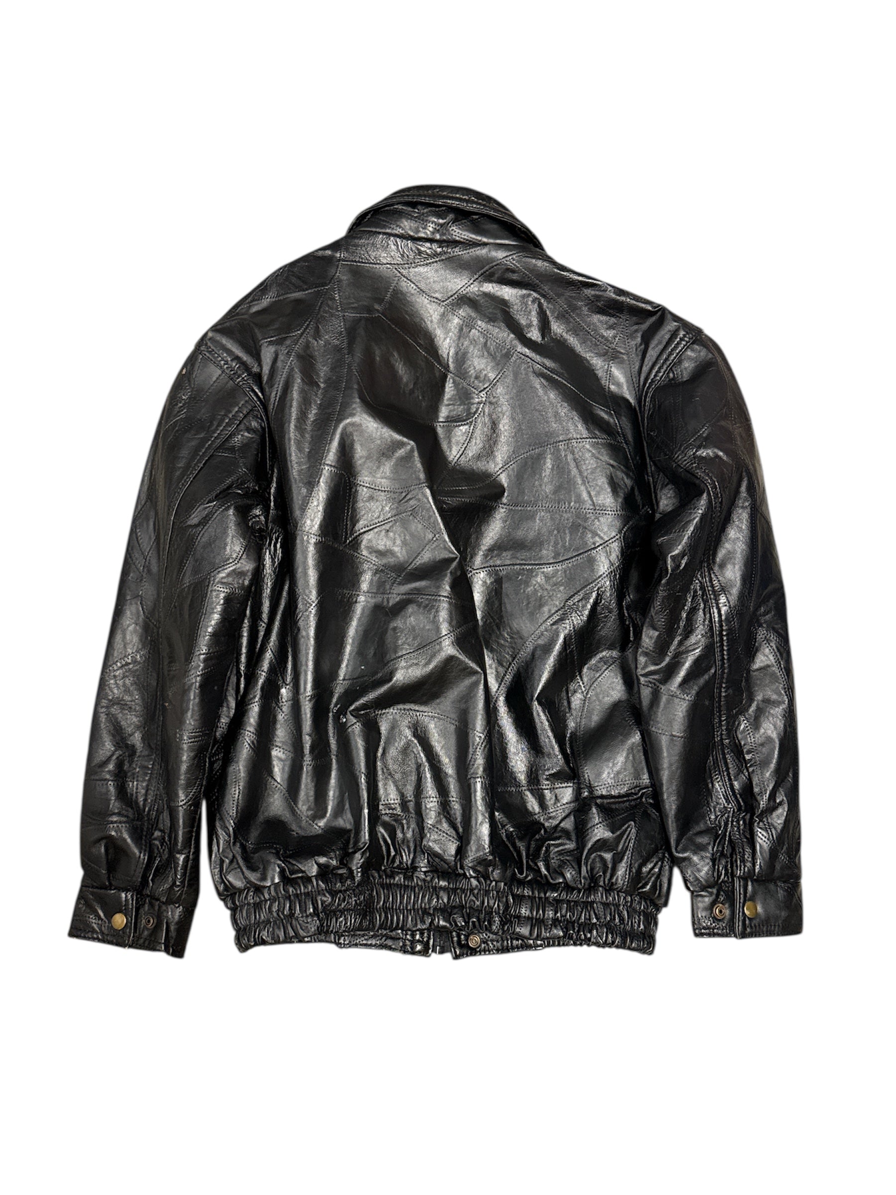 black maxam brand patchwork leather jacket, m