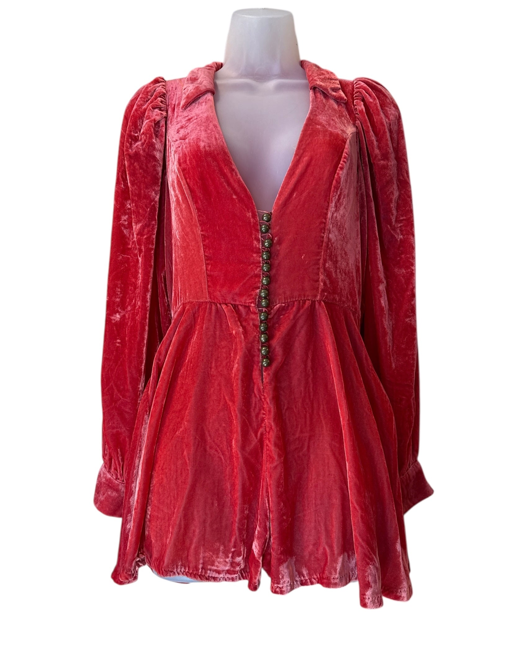 Orange Free people Velvet button down dress, 0