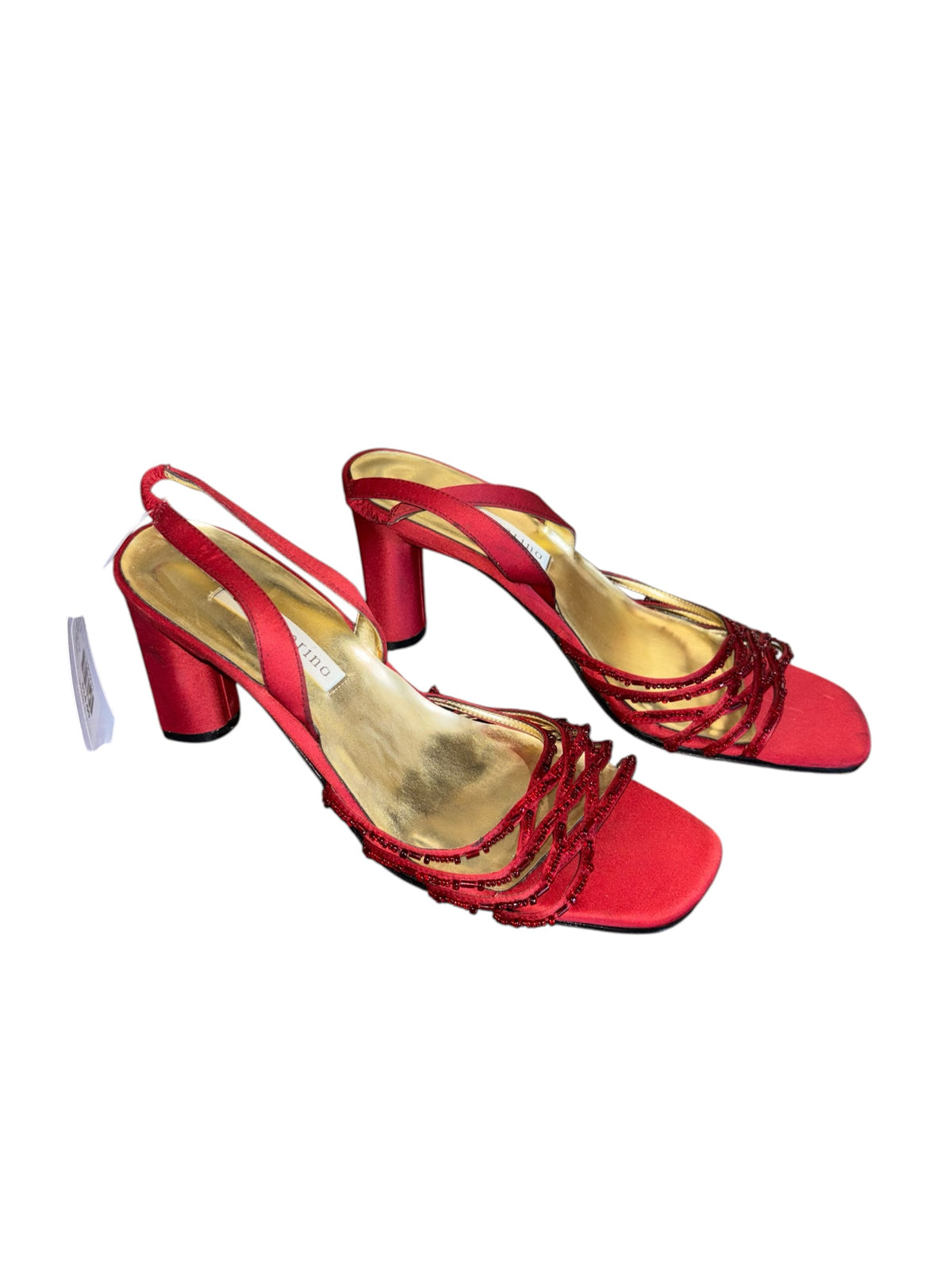 red ann marino square toe heels w beads, 8