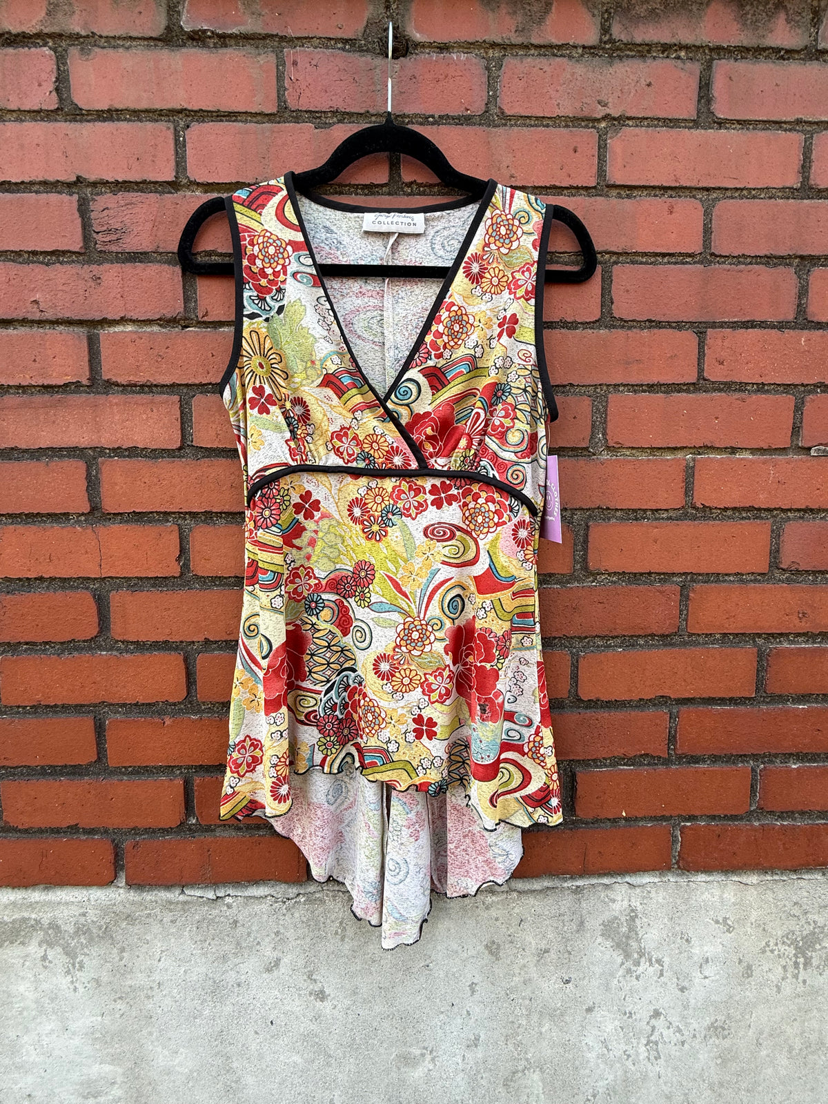red green blue black giorgio firolini floral print v neck flowy tank