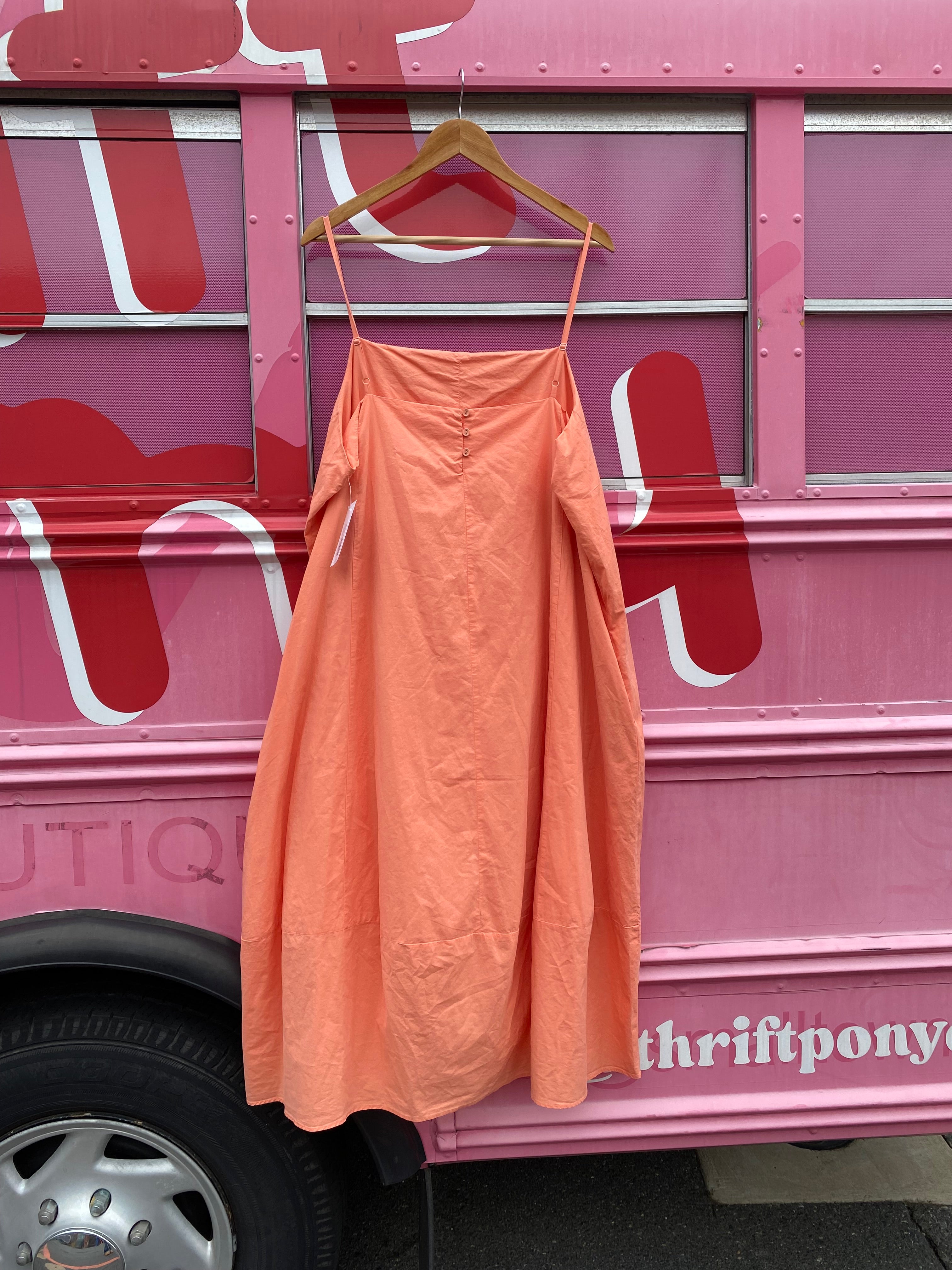 Peach Self contrast Cami strap square neck dress, 3x