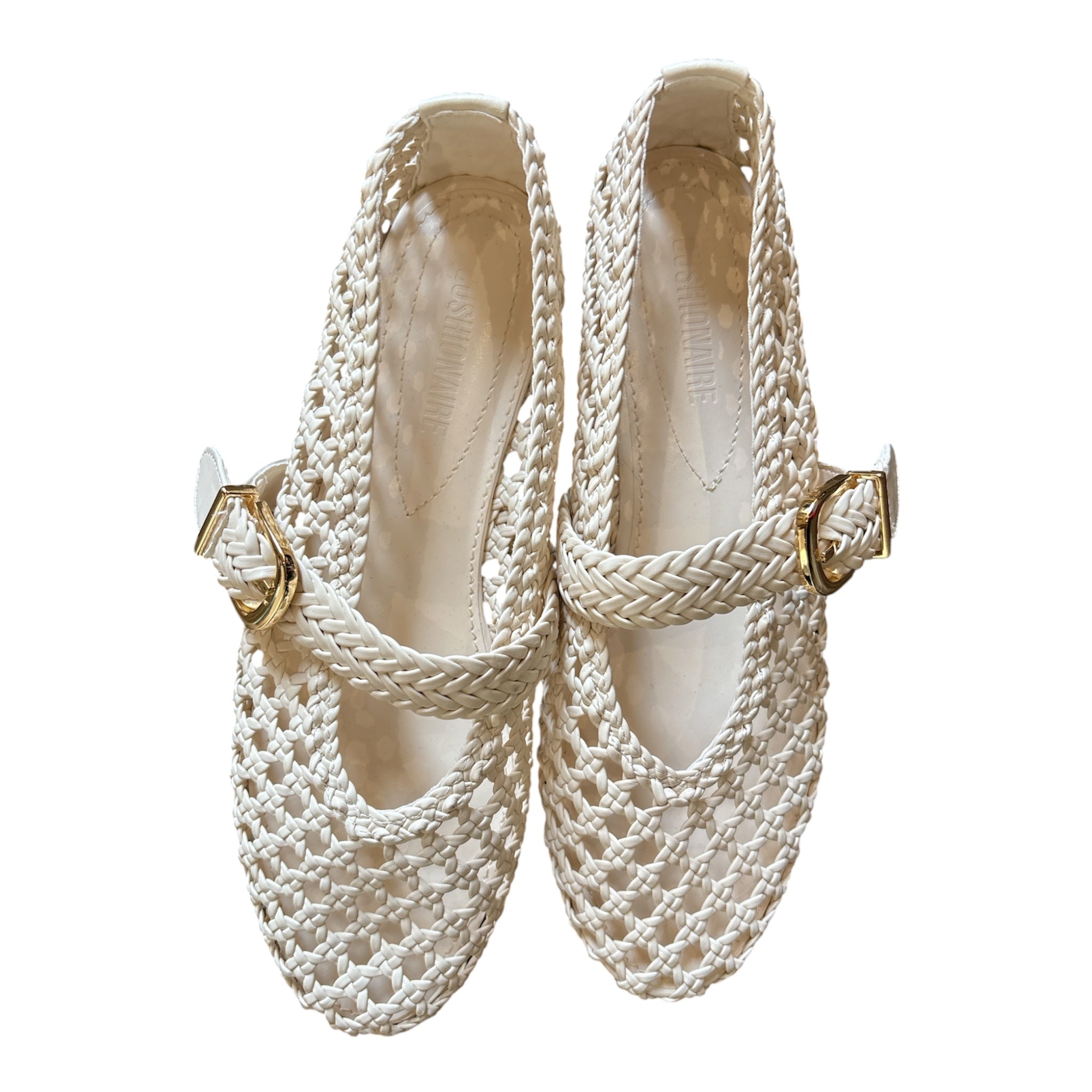 cream cushionaire woven flats, 7.5