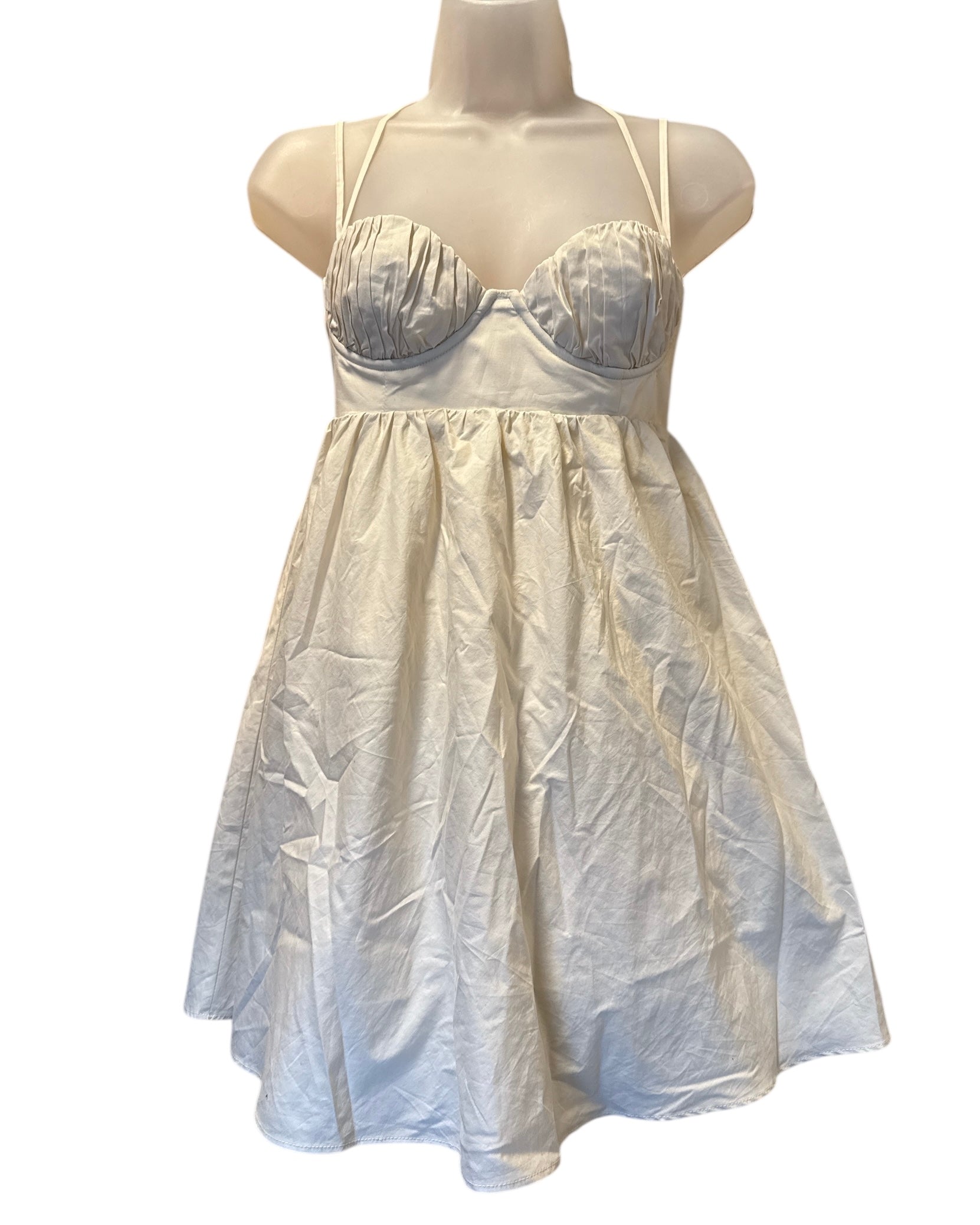 white oh polly babydoll bustier halter dress, 2